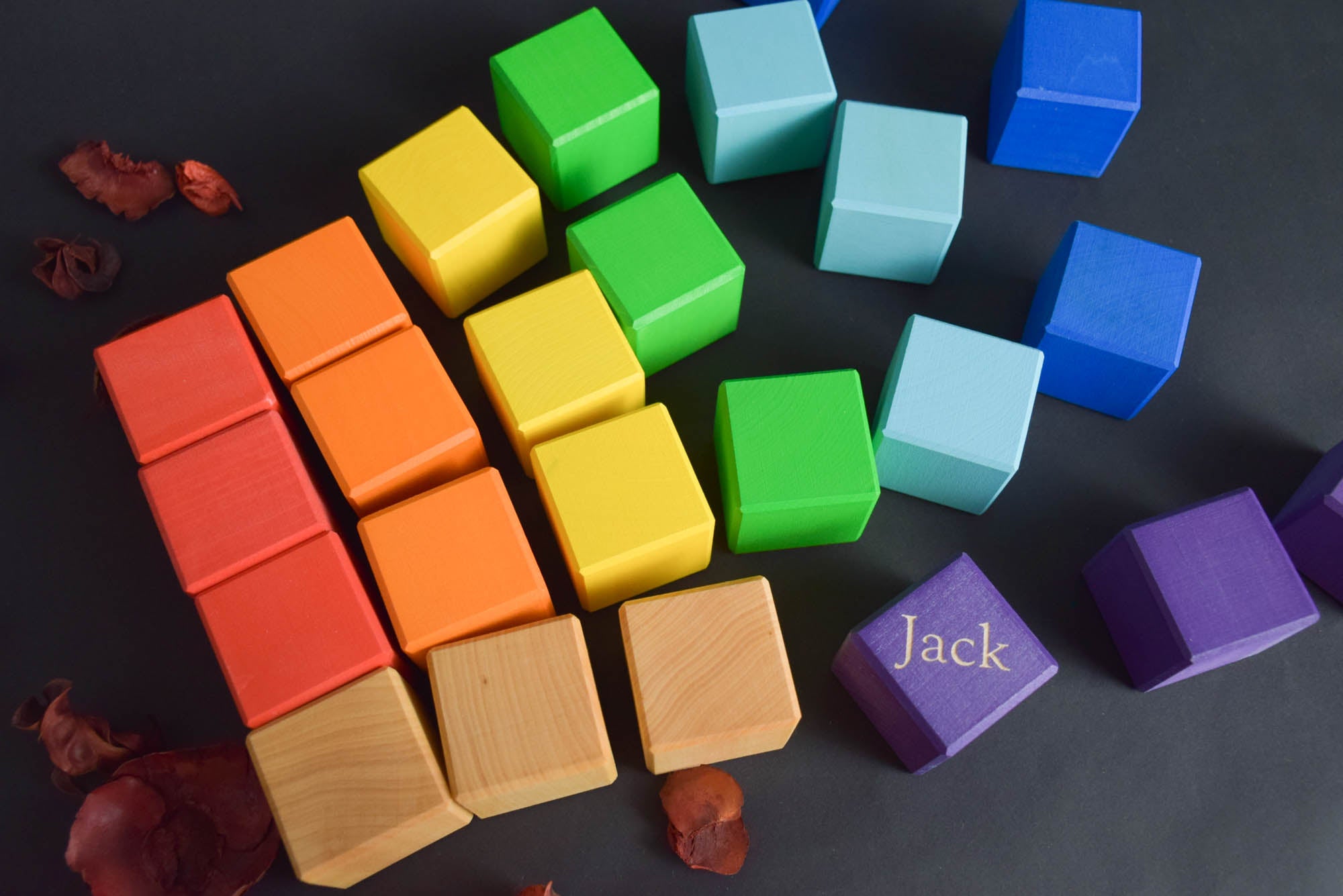 Large Wooden Baby Blocks for 1 Year Old, 50 mm, 18 pcs.