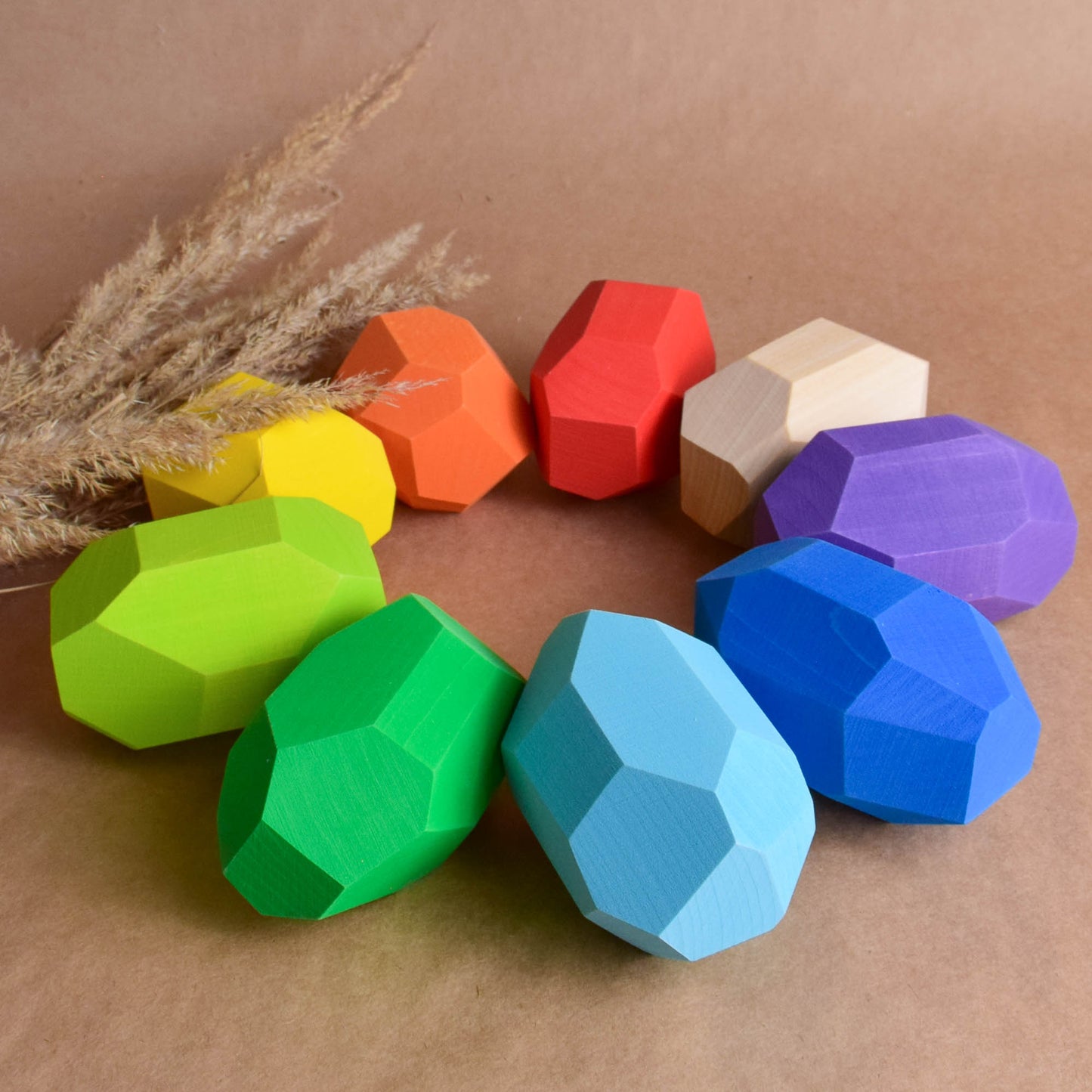 Tumi Ishi Wood Balancing Stones for Baby Rainbow