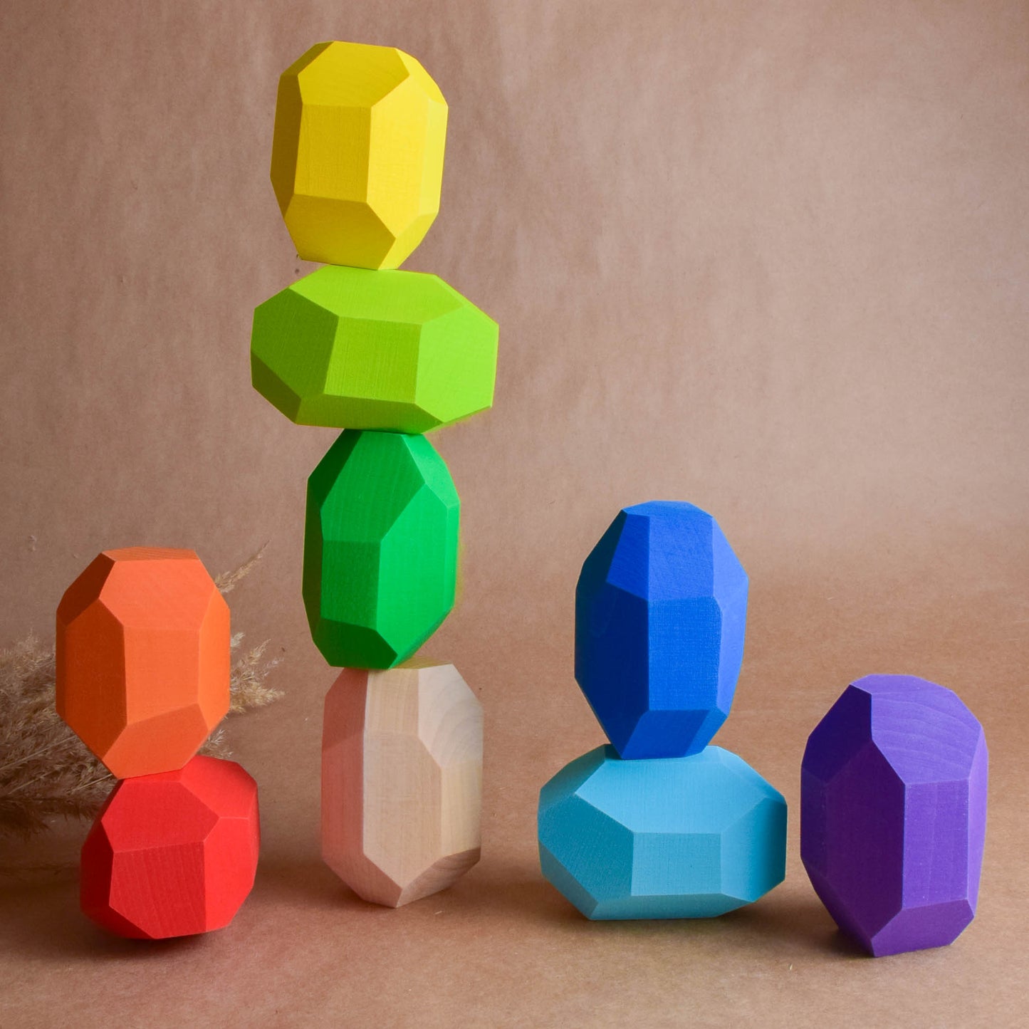 Tumi Ishi Wood Balancing Stones for Baby Rainbow
