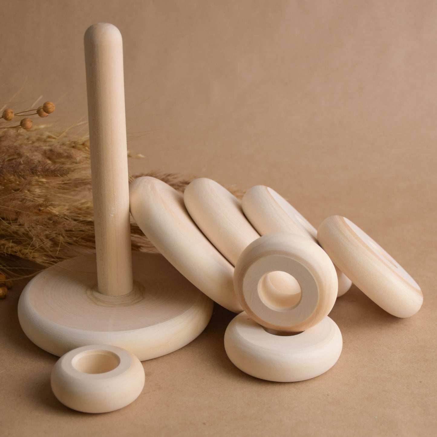 Natural Wooden Ring Stacker Toy