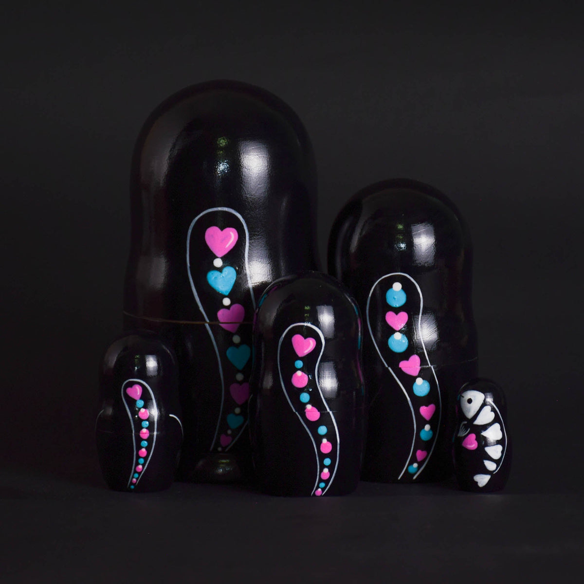 Hand-painted Calavera cat matryoshka figures