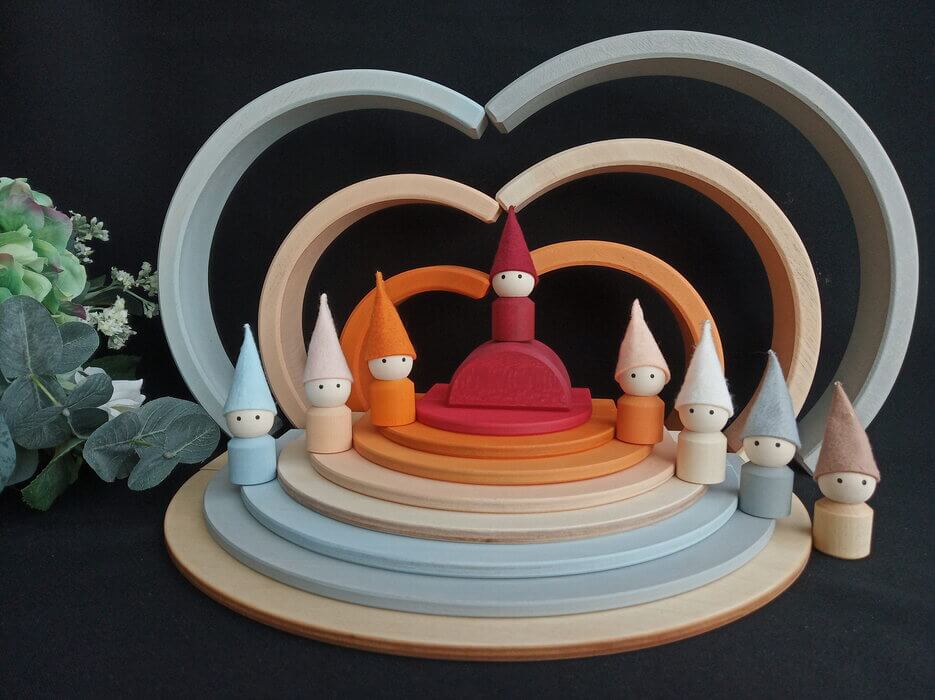 Wooden Rainbow Semicircles Building Boards
