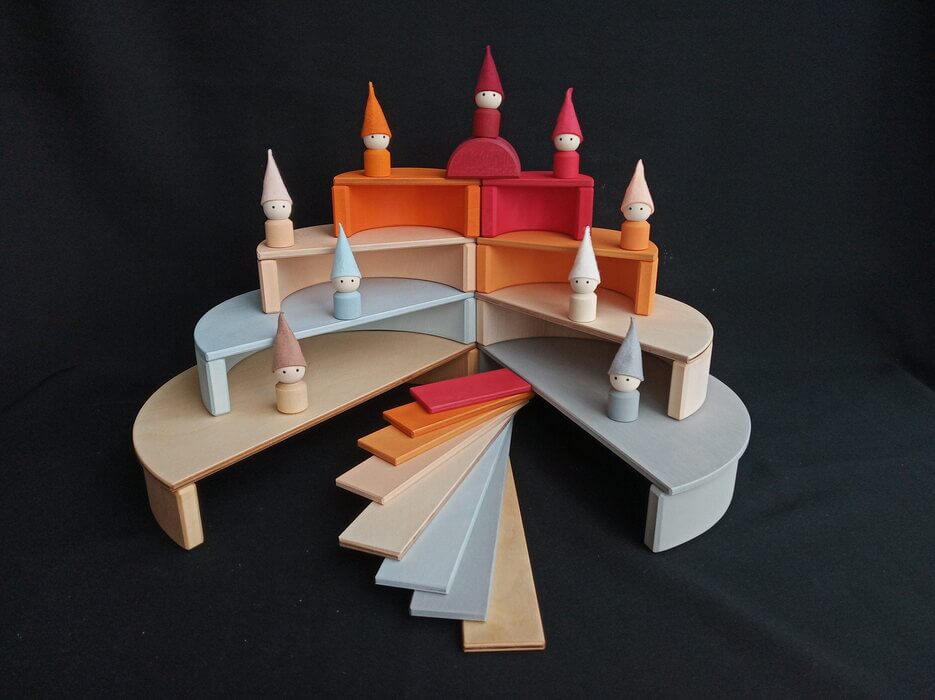 Wooden Rainbow Semicircles Building Boards