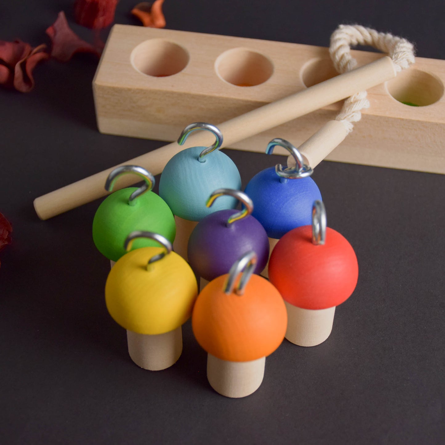 Balancing Game for Kids Mushrooms on Fishing Rod Rainbow