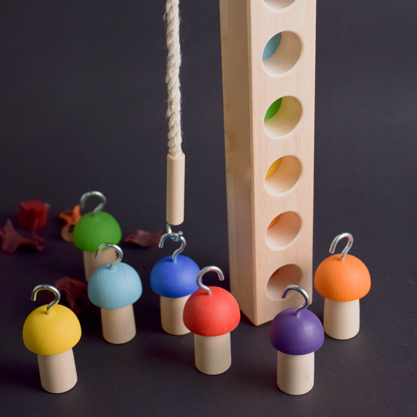 Balancing Game for Kids Mushrooms on Fishing Rod Rainbow