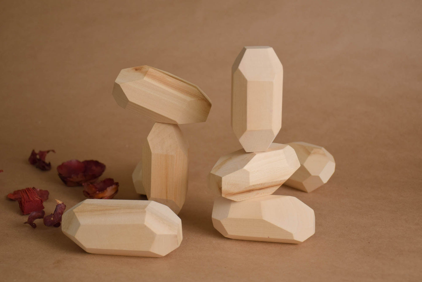 Tumi Ishi Wood Balancing Stones for Baby Natural Elongated