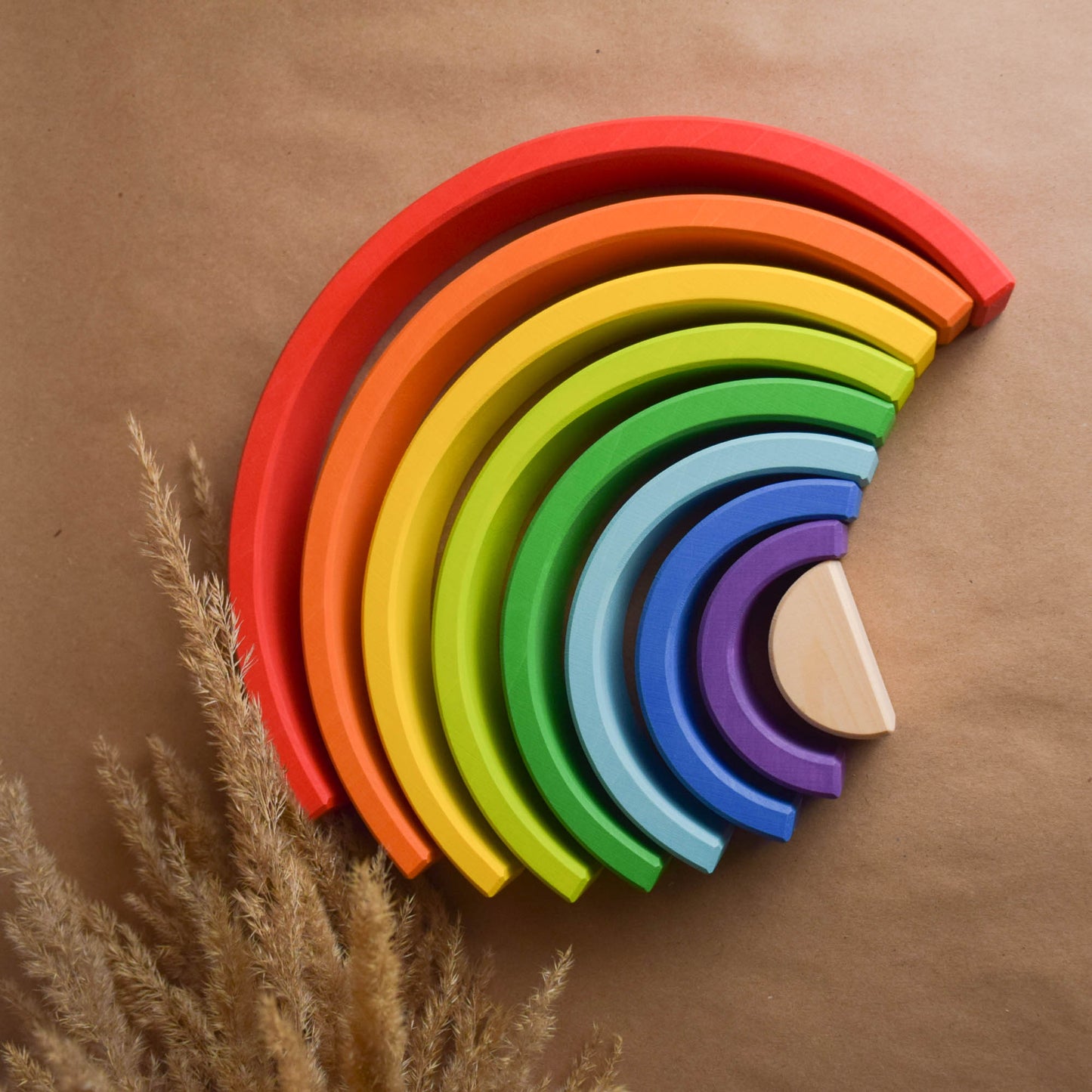 Montessori Wooden Rainbow Stacker Toy 9 pc.