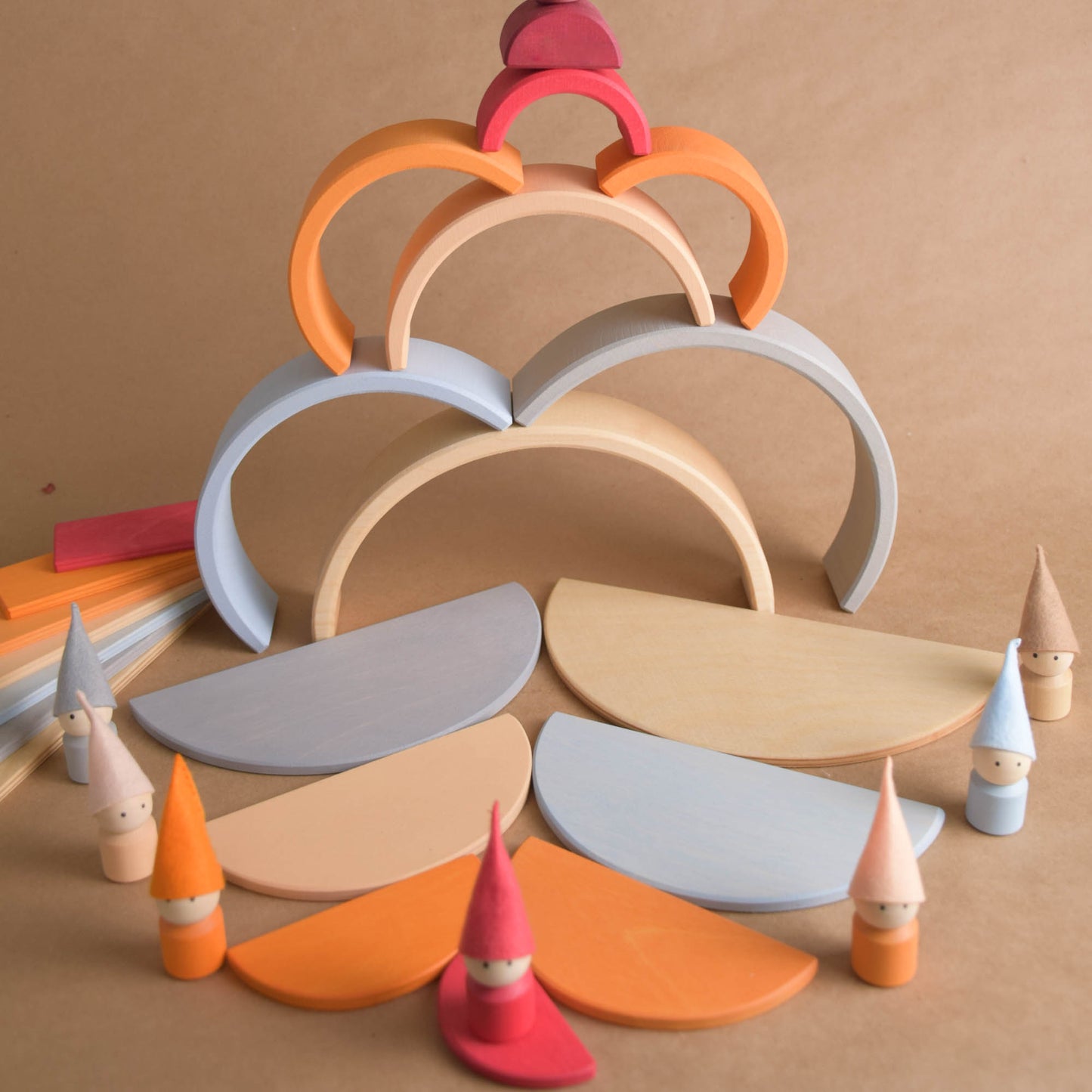 Wooden Rainbow Semicircle Building Set