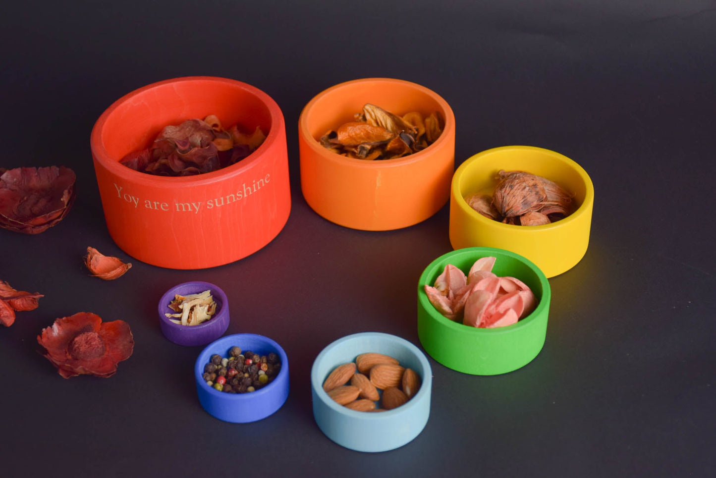 Wooden Nesting Rainbow Bowls Toy