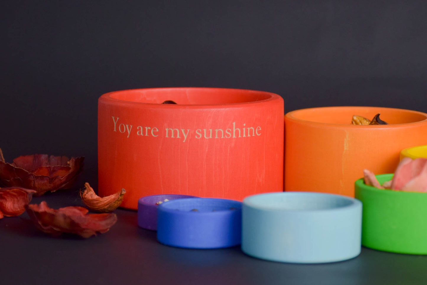 Wooden Nesting Rainbow Bowls Toy