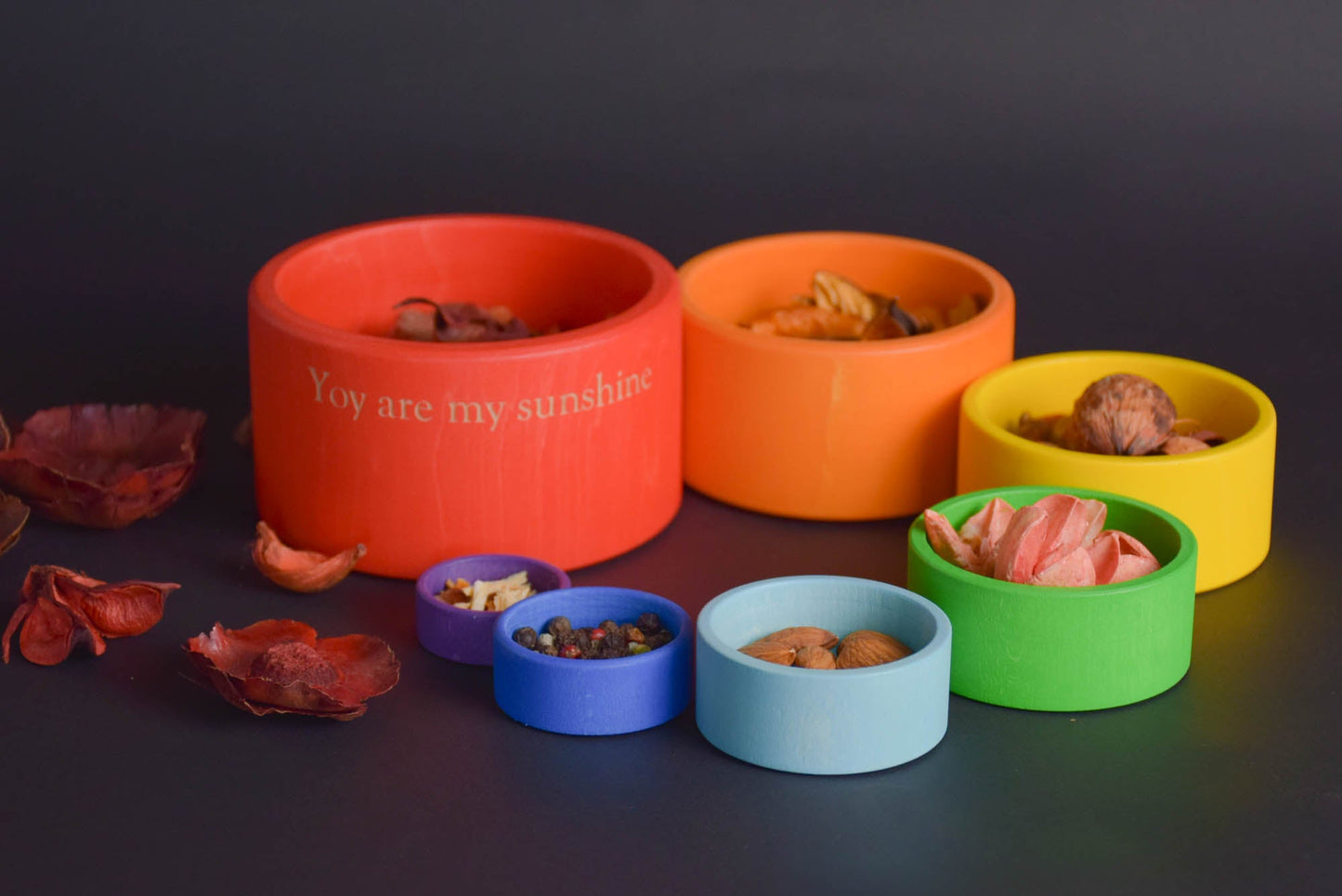 Wooden Nesting Rainbow Bowls Toy