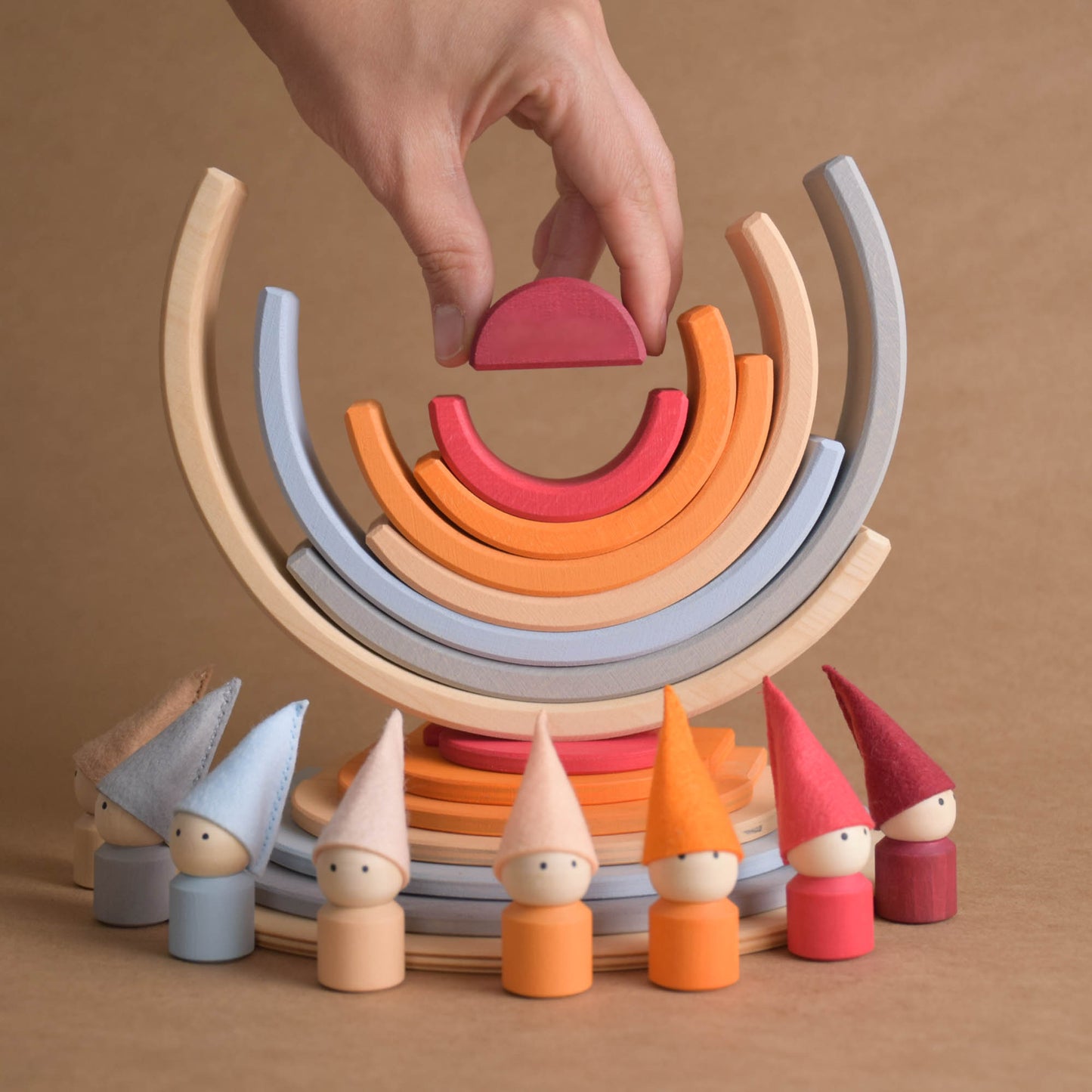 Wooden Rainbow Semicircle Building Set