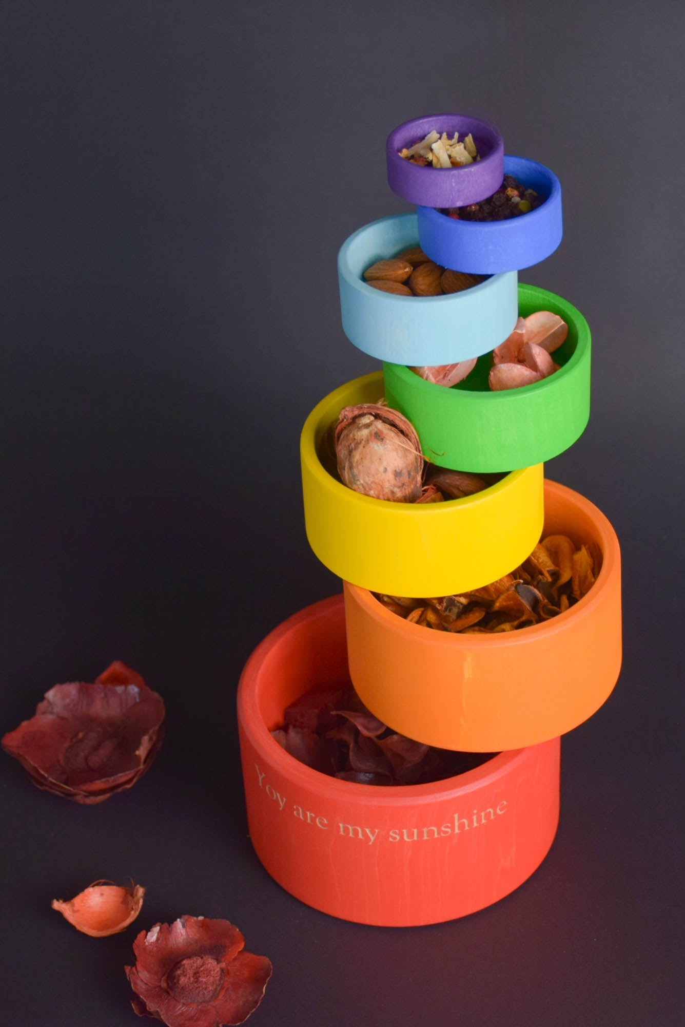 Wooden Nesting Rainbow Bowls Toy