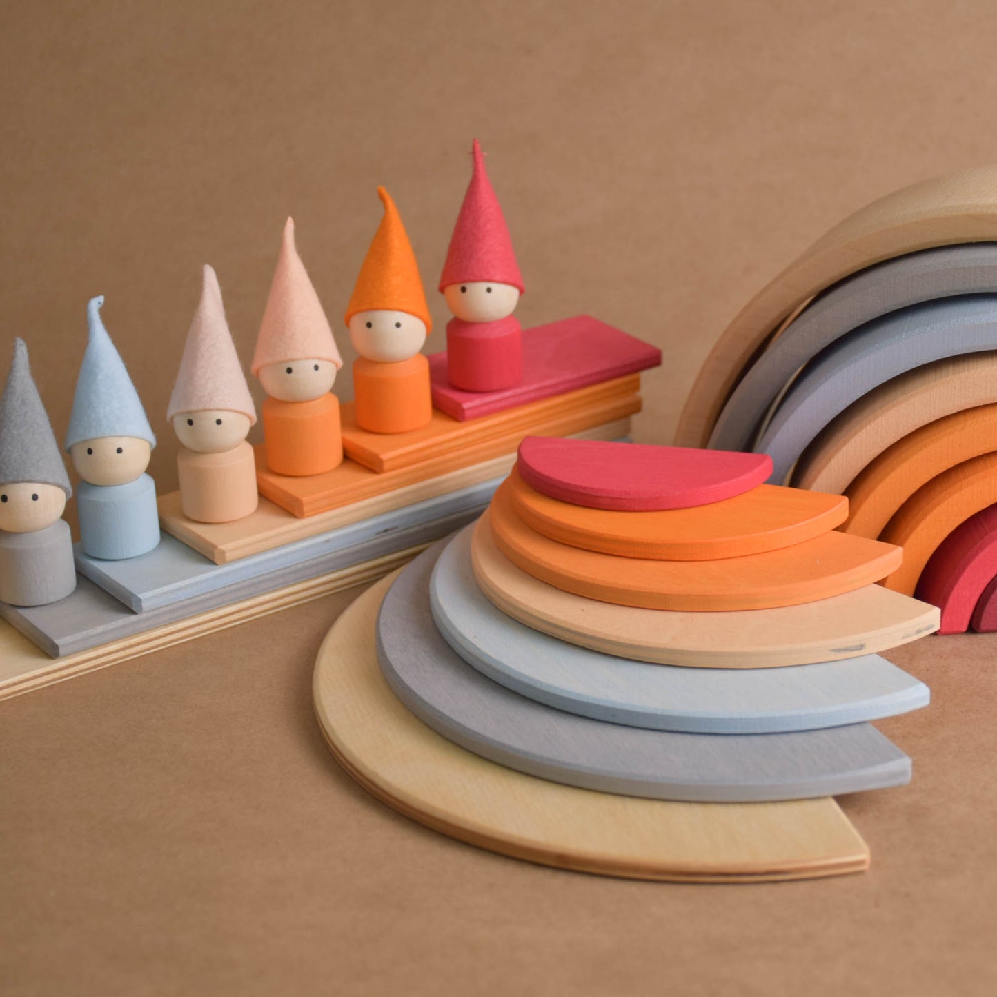 Wooden Rainbow Semicircle Building Set