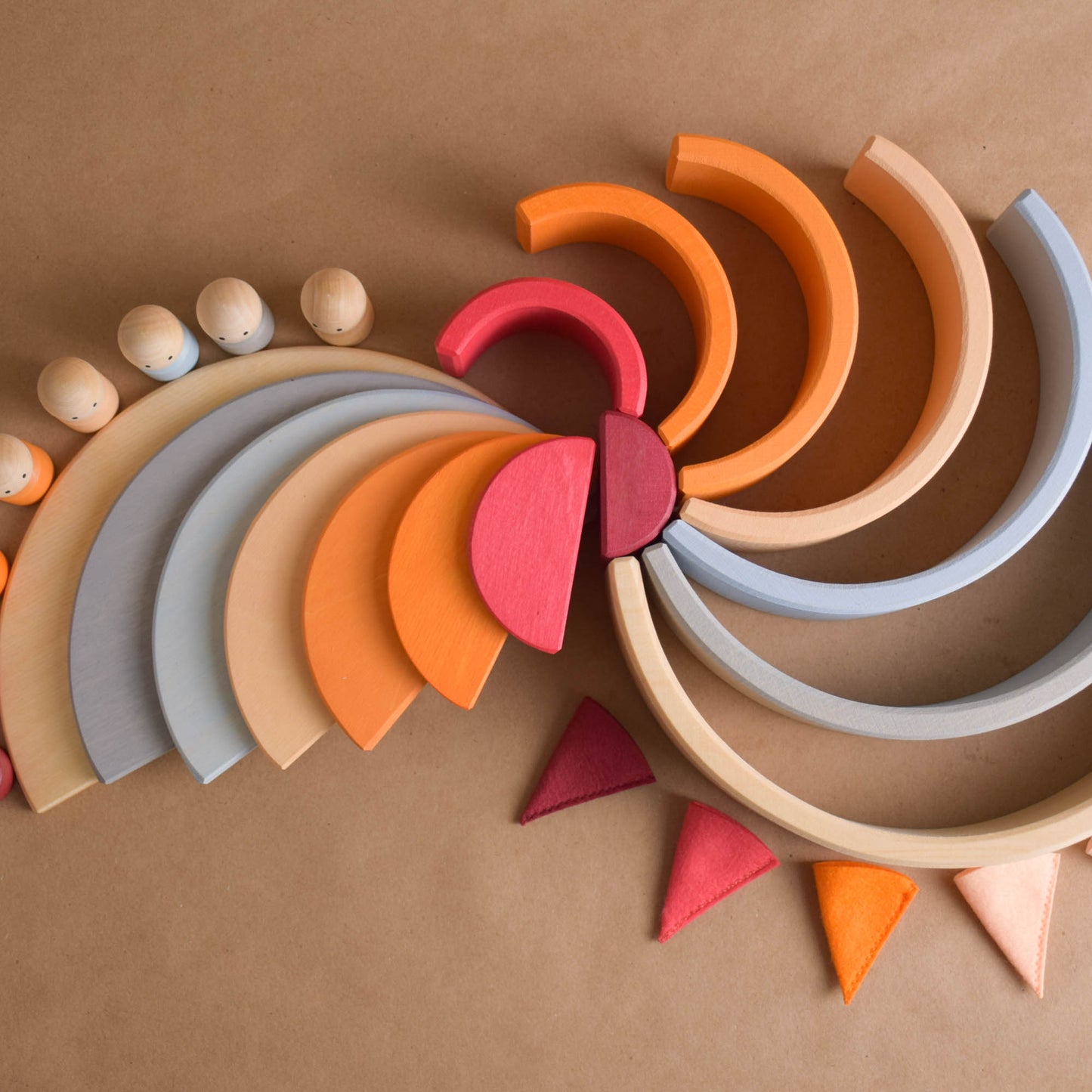 Wooden Rainbow Semicircle Building Set