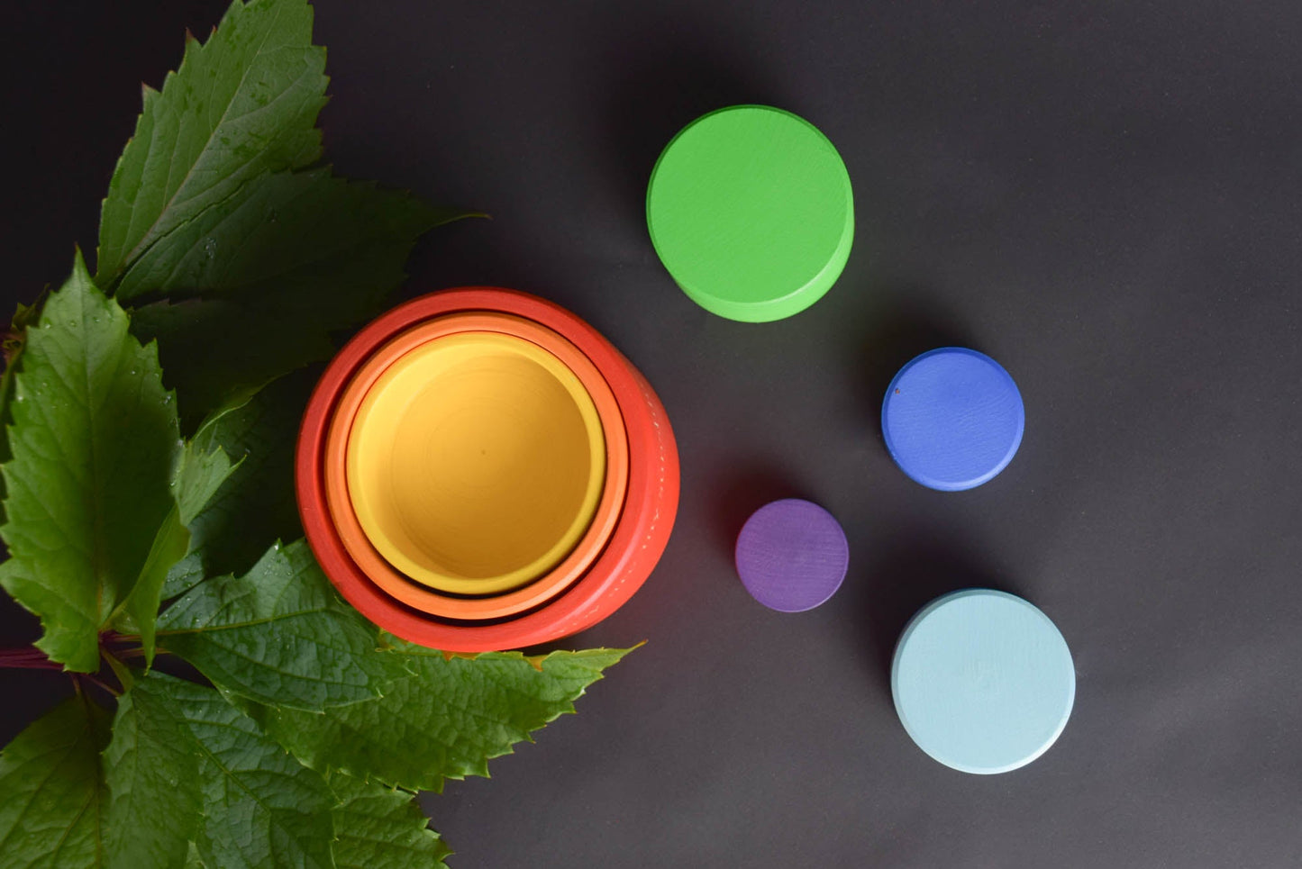 Wooden Nesting Rainbow Bowls Toy