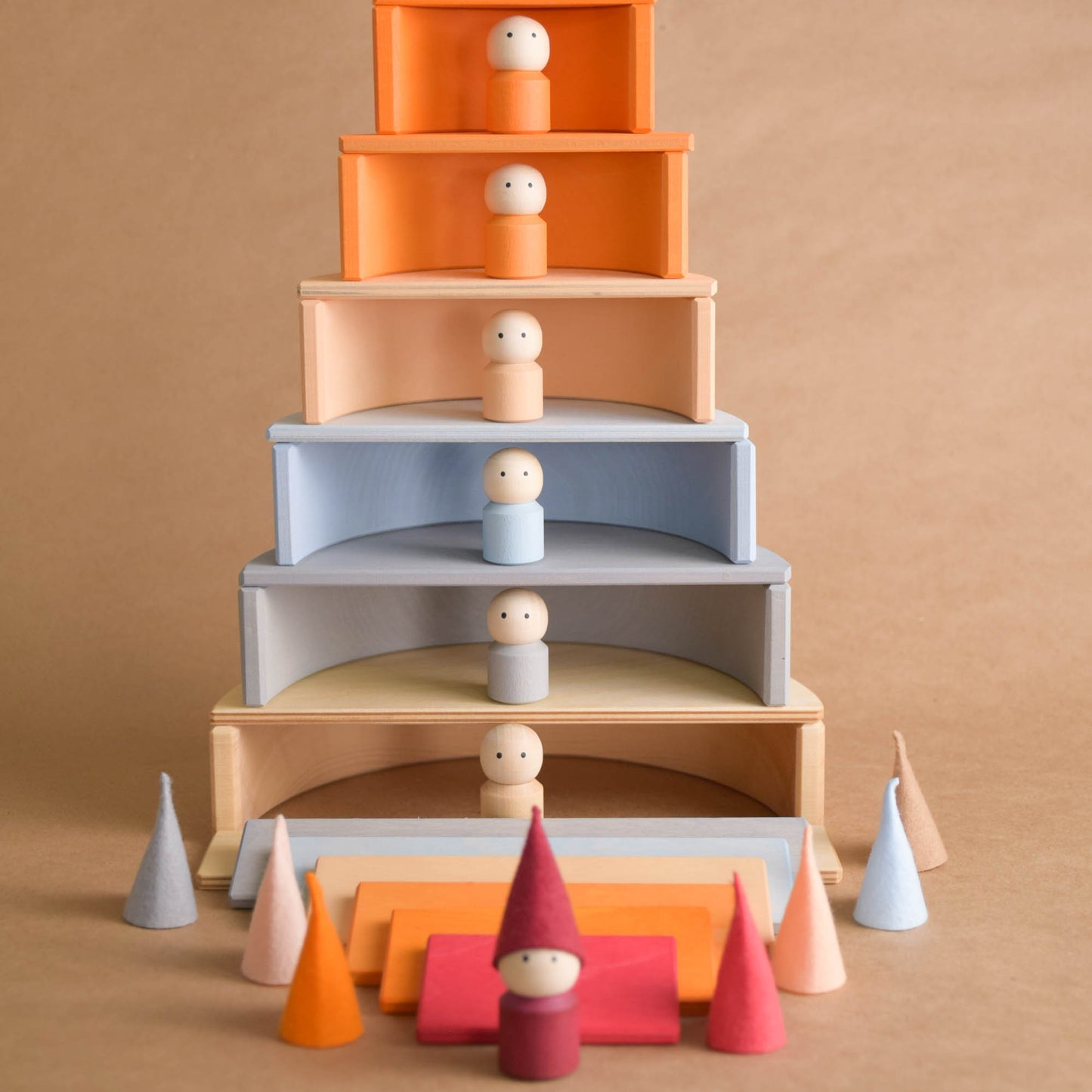 Wooden Rainbow Semicircle Building Set