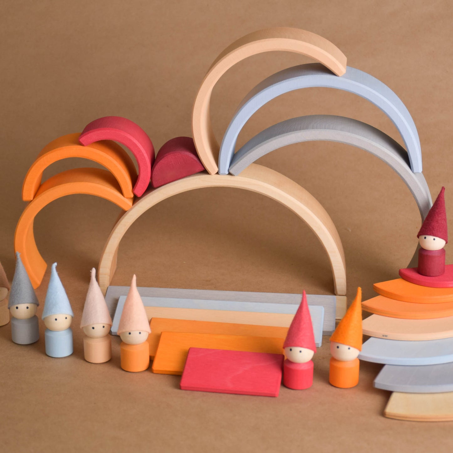 Wooden Rainbow Semicircle Building Set