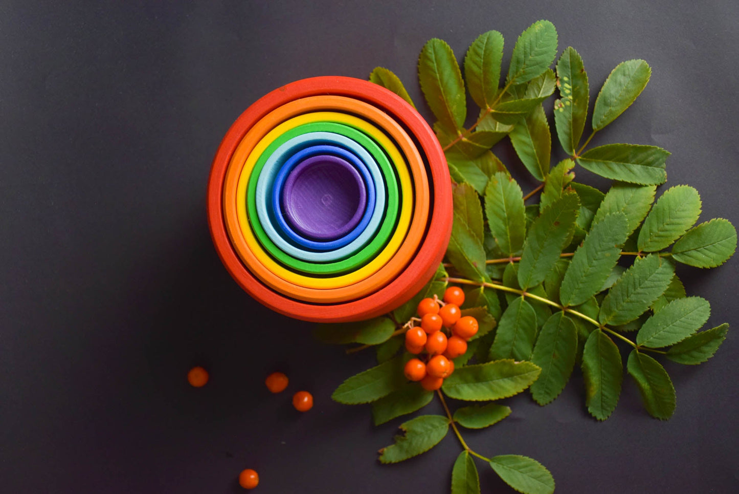Wooden Nesting Rainbow Bowls Toy
