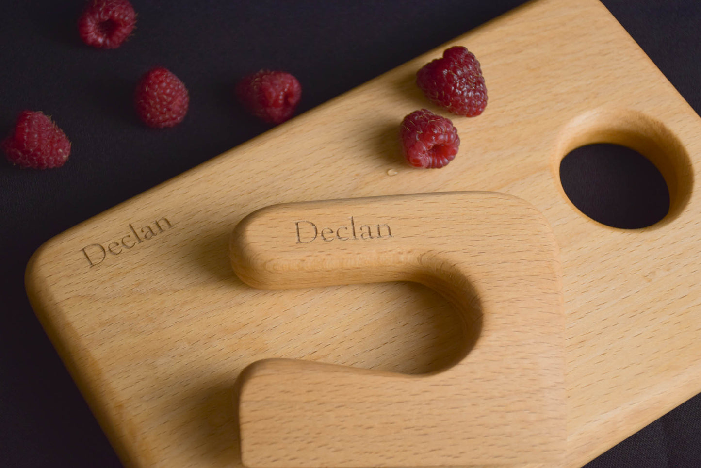 Safe Wooden Knife and Board for Kids Beech