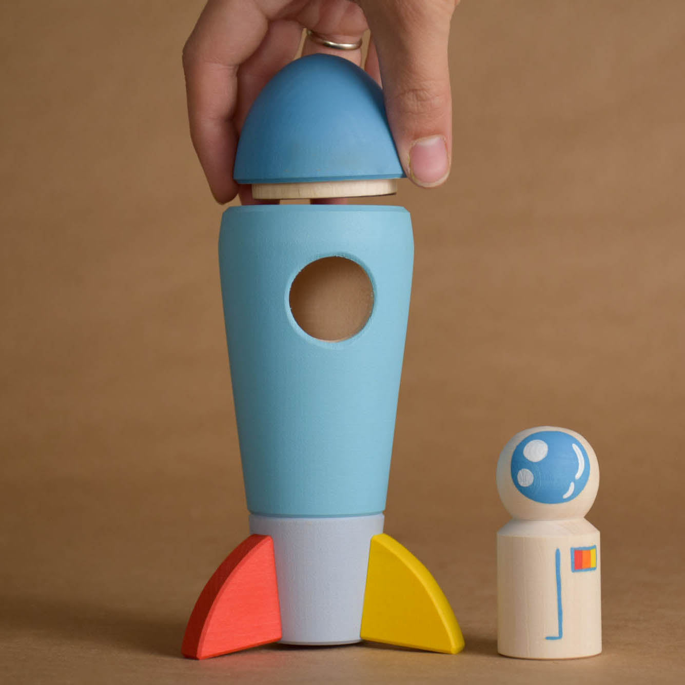 Wooden Rocket Toy Astronaut