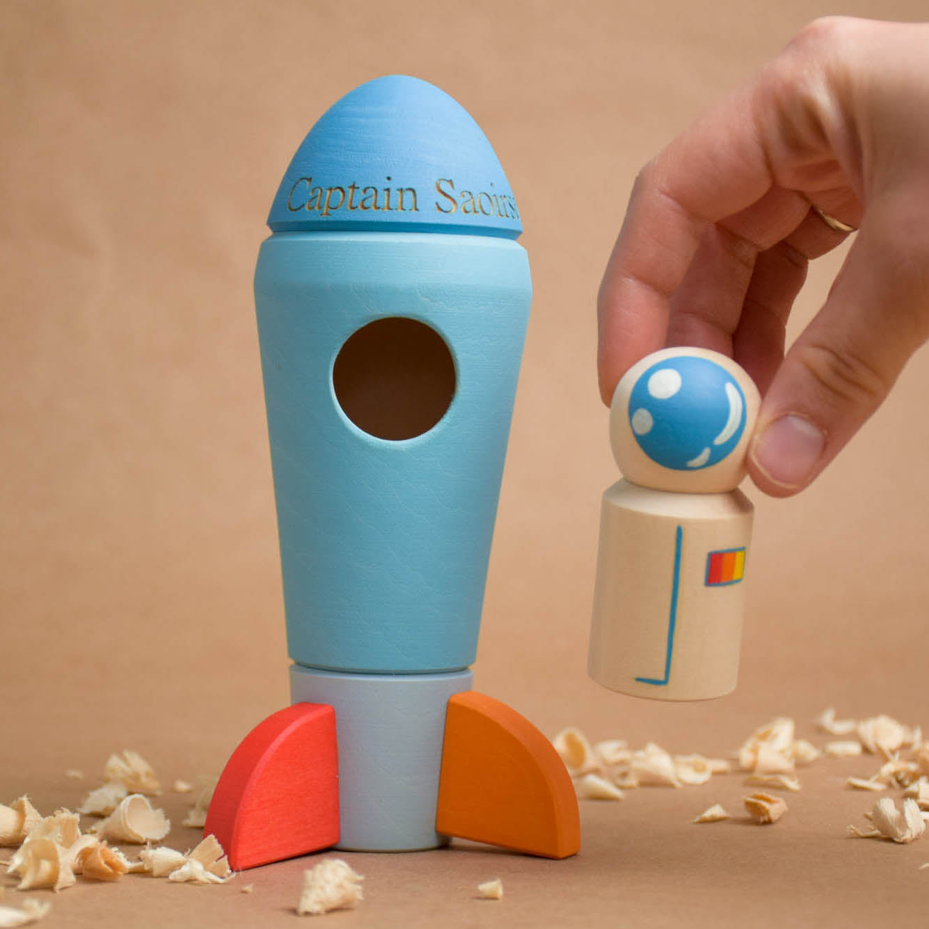 Wooden Rocket Toy Astronaut