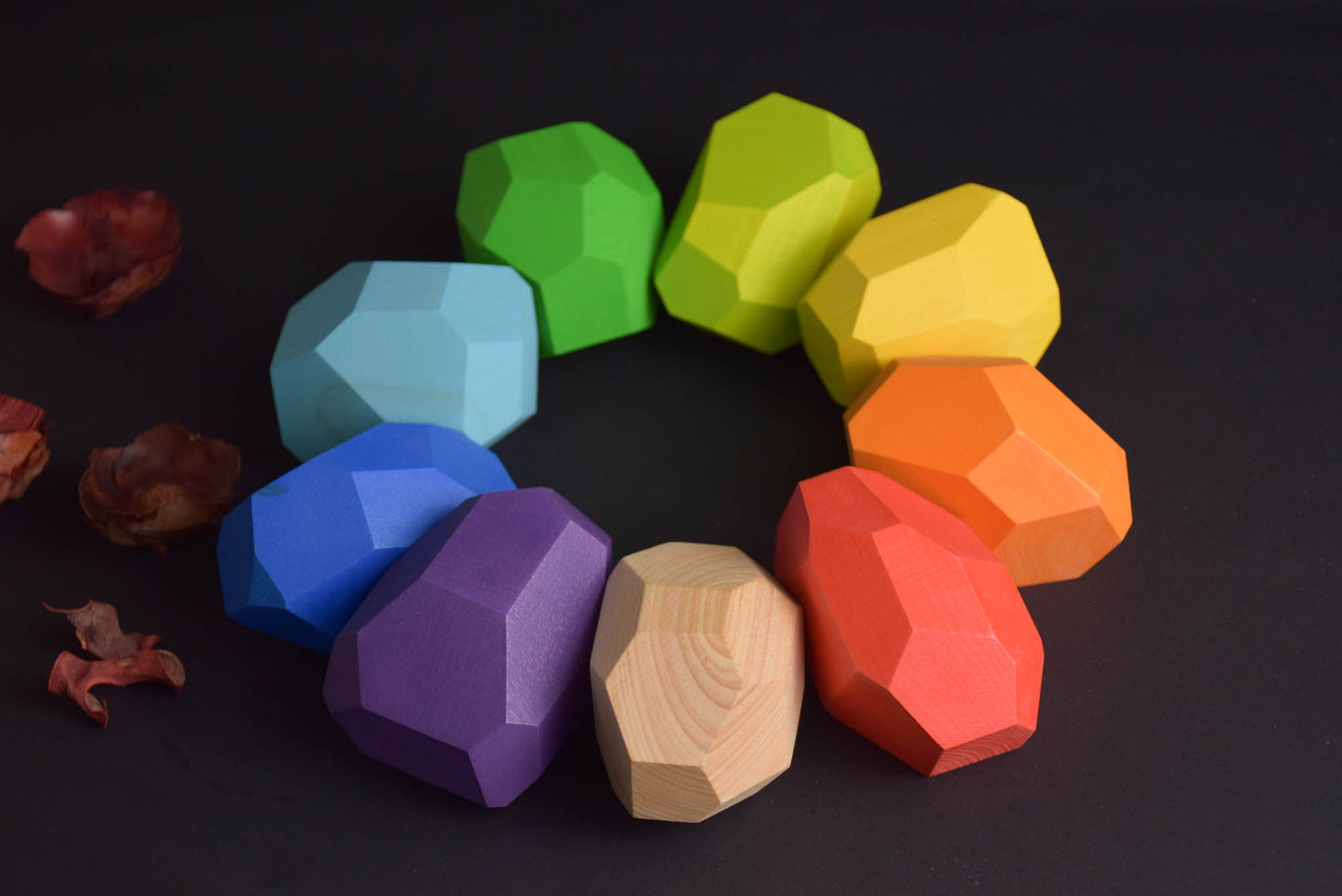 Tumi Ishi Wood Balancing Stones for Baby Rainbow