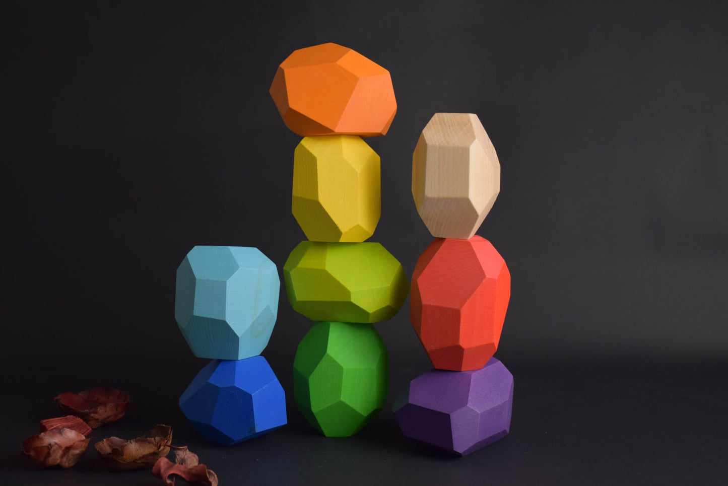 Tumi Ishi Wood Balancing Stones for Baby Rainbow