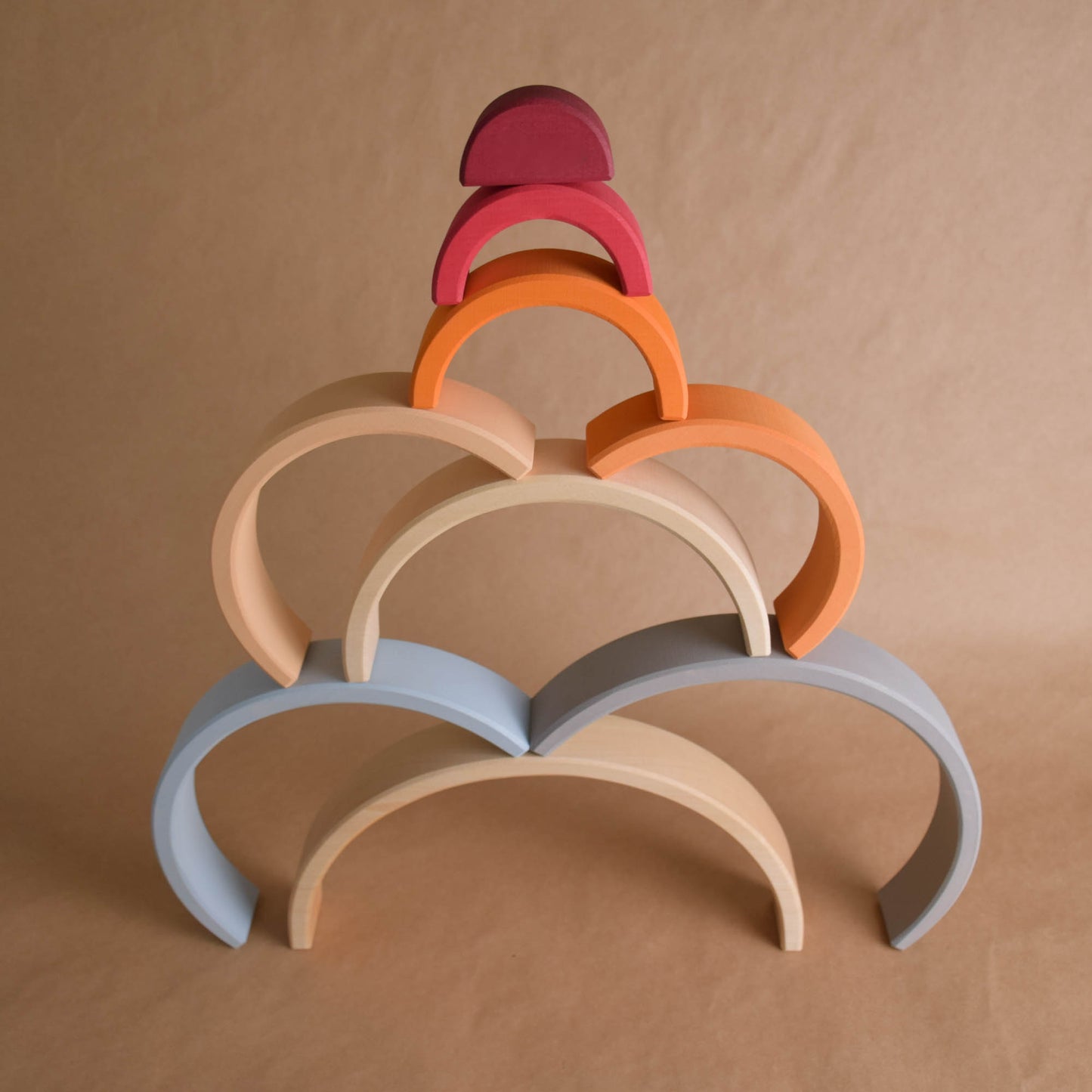Personalized Baby Gift Wooden Rainbow Stacking Toy Neutral 9 pc.