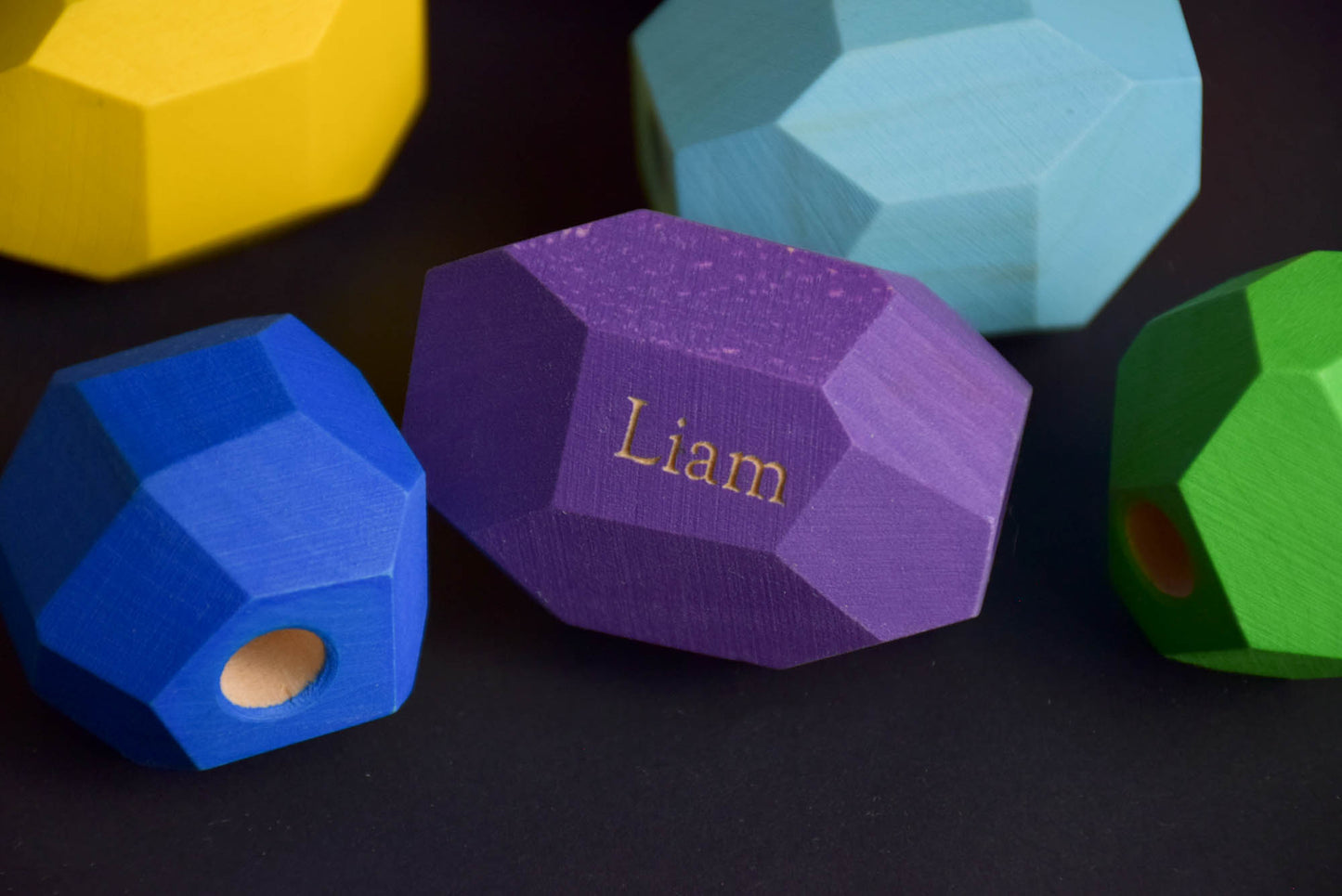 Wood Lacing Toy Balancing Stones Rainbow