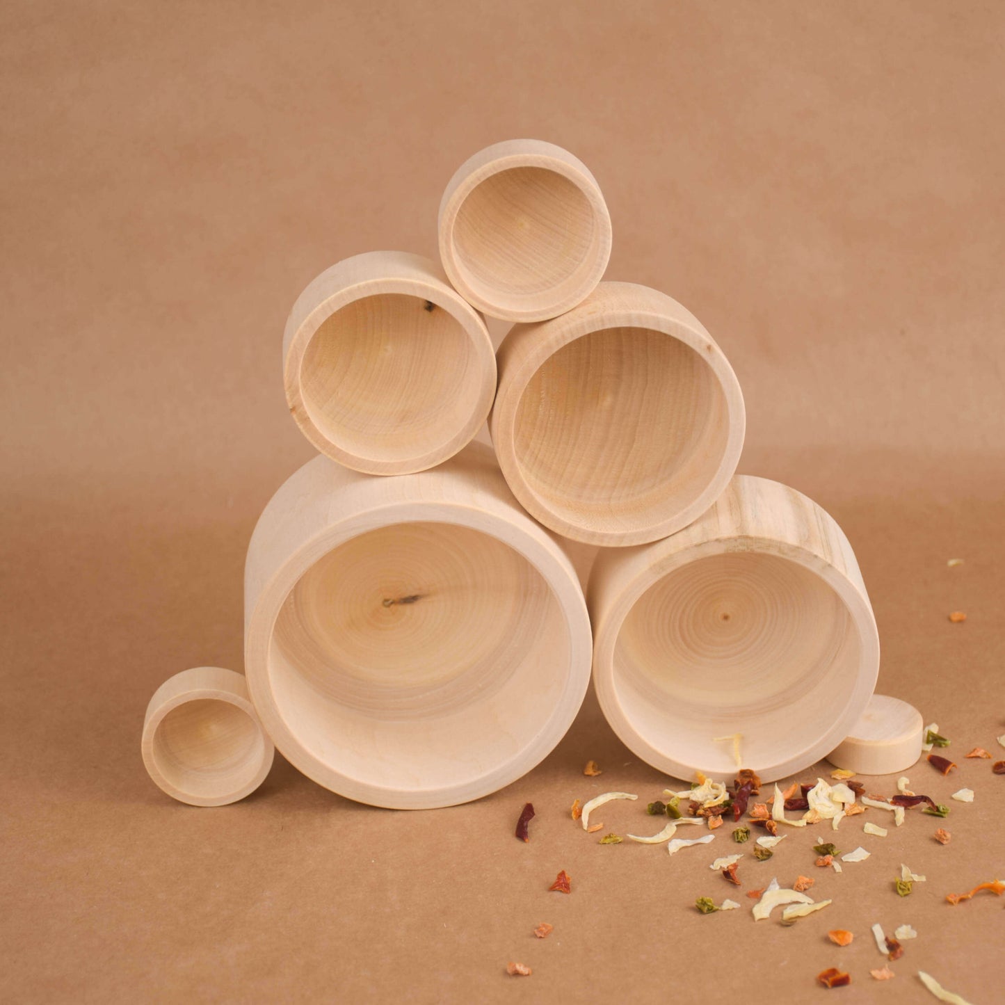 Wooden Stacking Bowls Set Natural