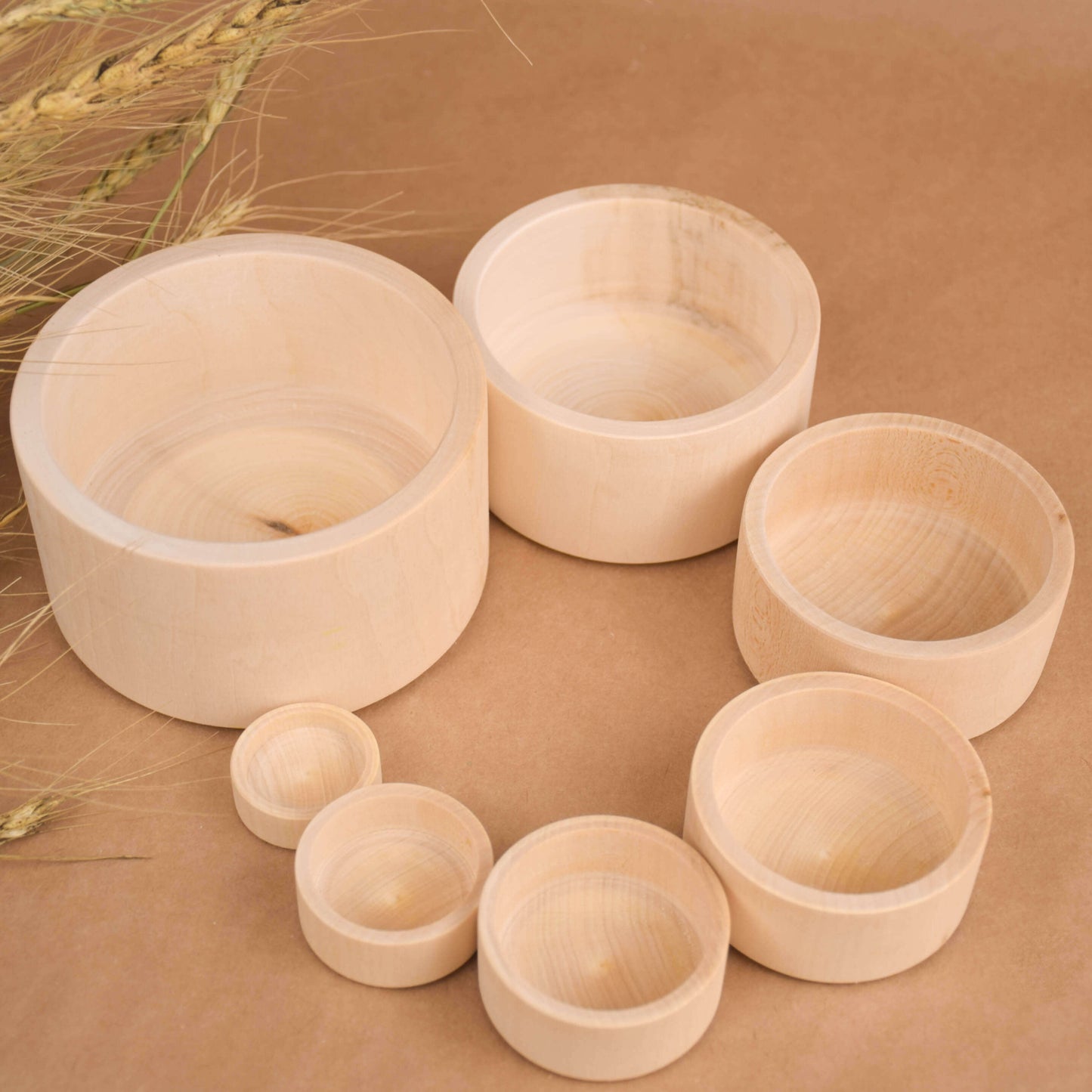 Wooden Stacking Bowls Set Natural