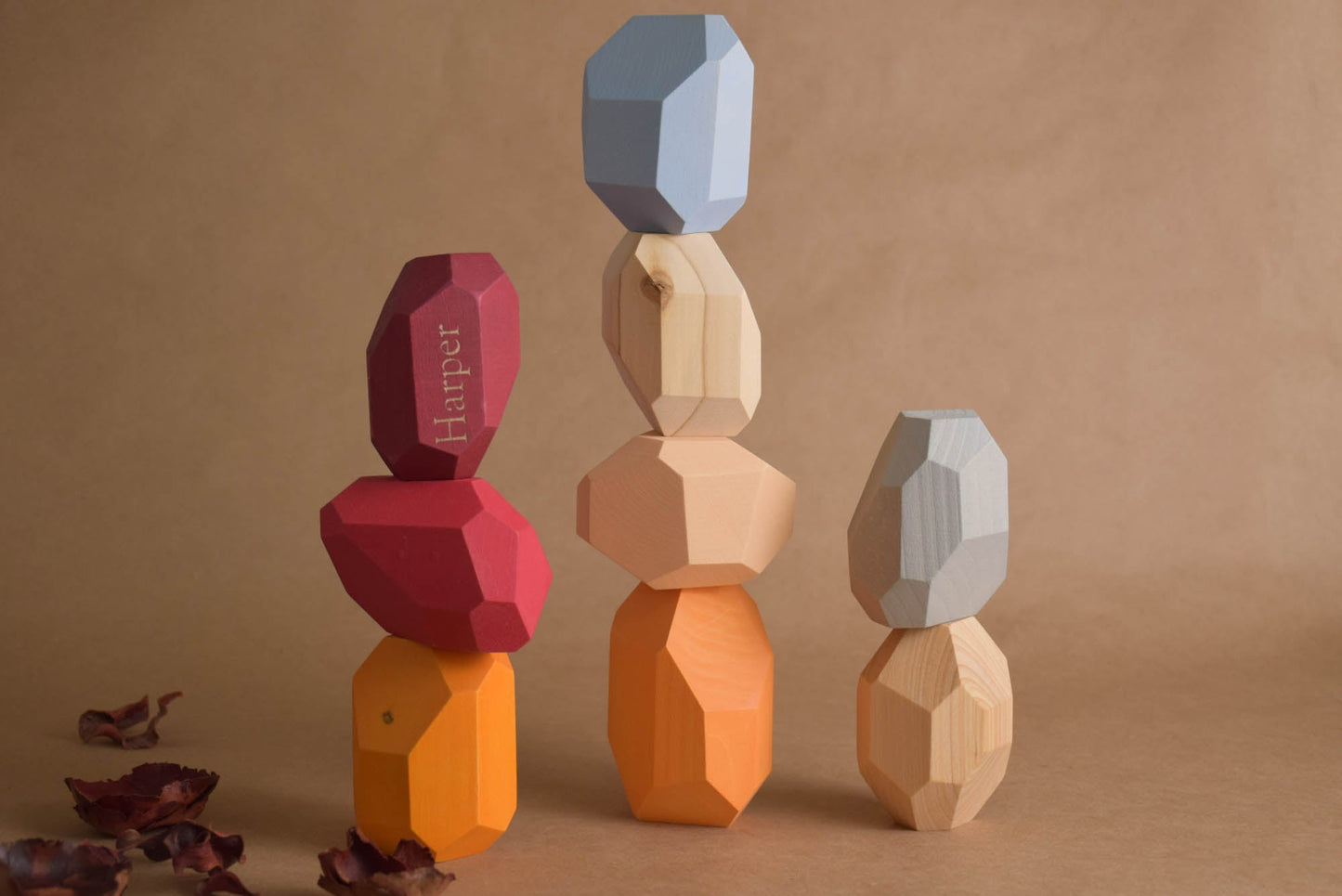 Tumi Ishi Wood Balancing Stones for Baby Neutral