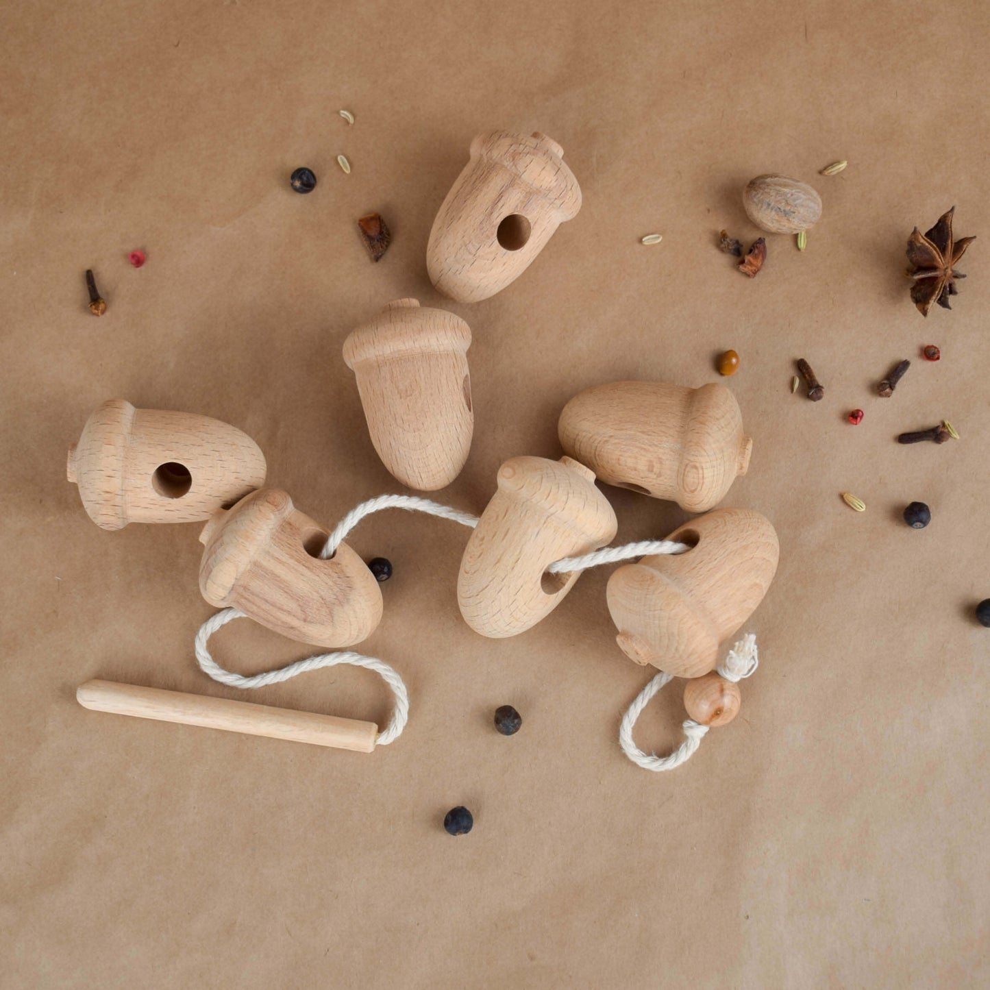 Wooden Lace Up Toys Acorns