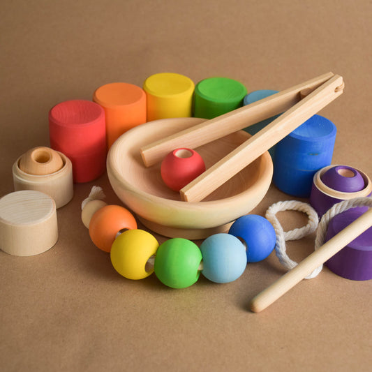 Color Sorting for Toddlers Montessori Rainbow Toy Cylinders and Balls