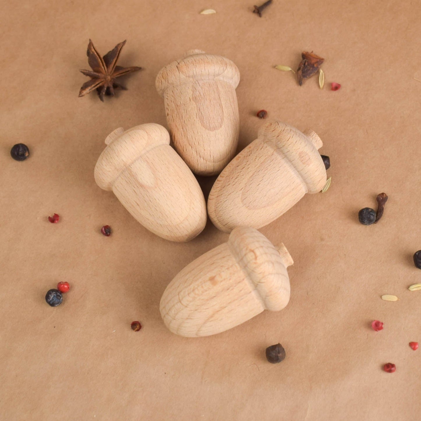 Carved Wooden Acorns for Crafts