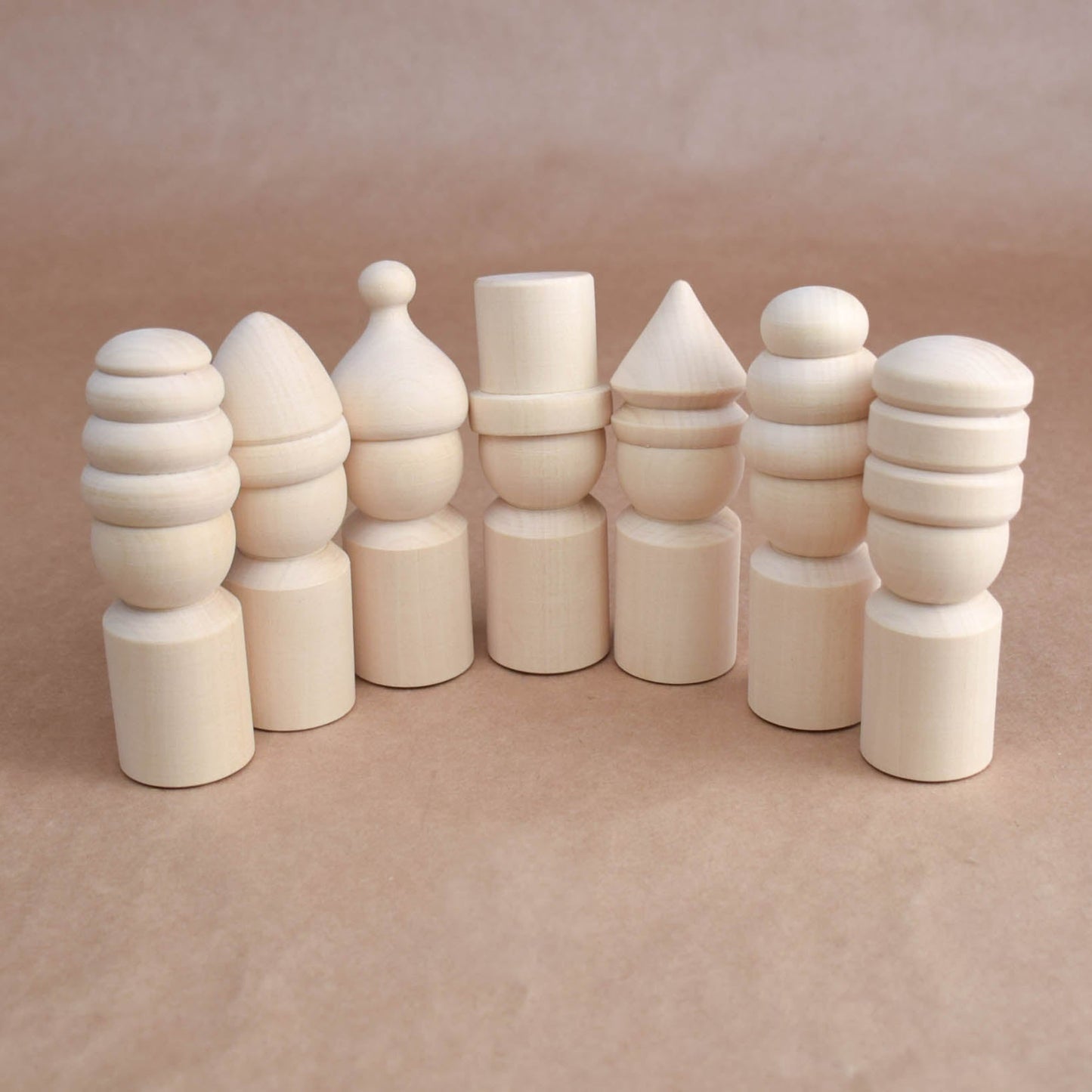 Unfinished Wooden Waldorf Peg Doll Family
