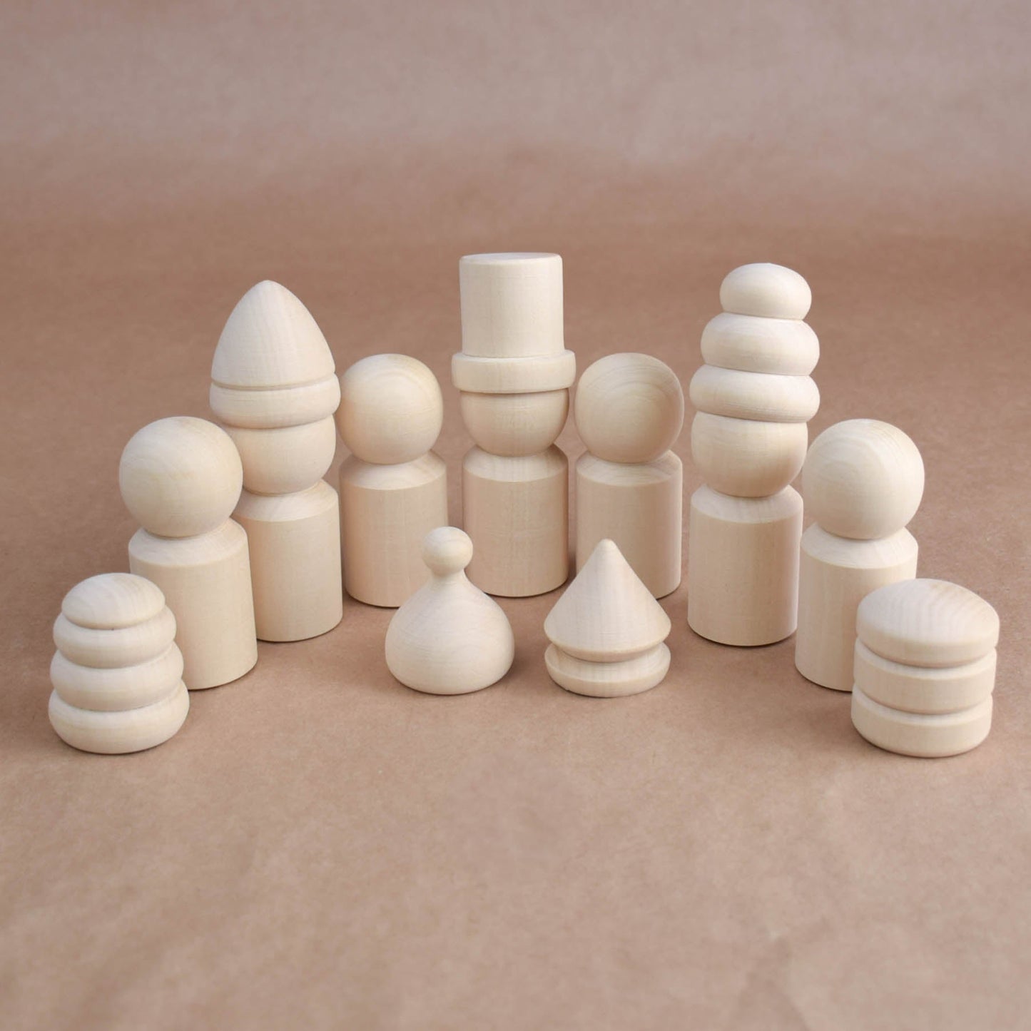 Unfinished Wooden Waldorf Peg Doll Family