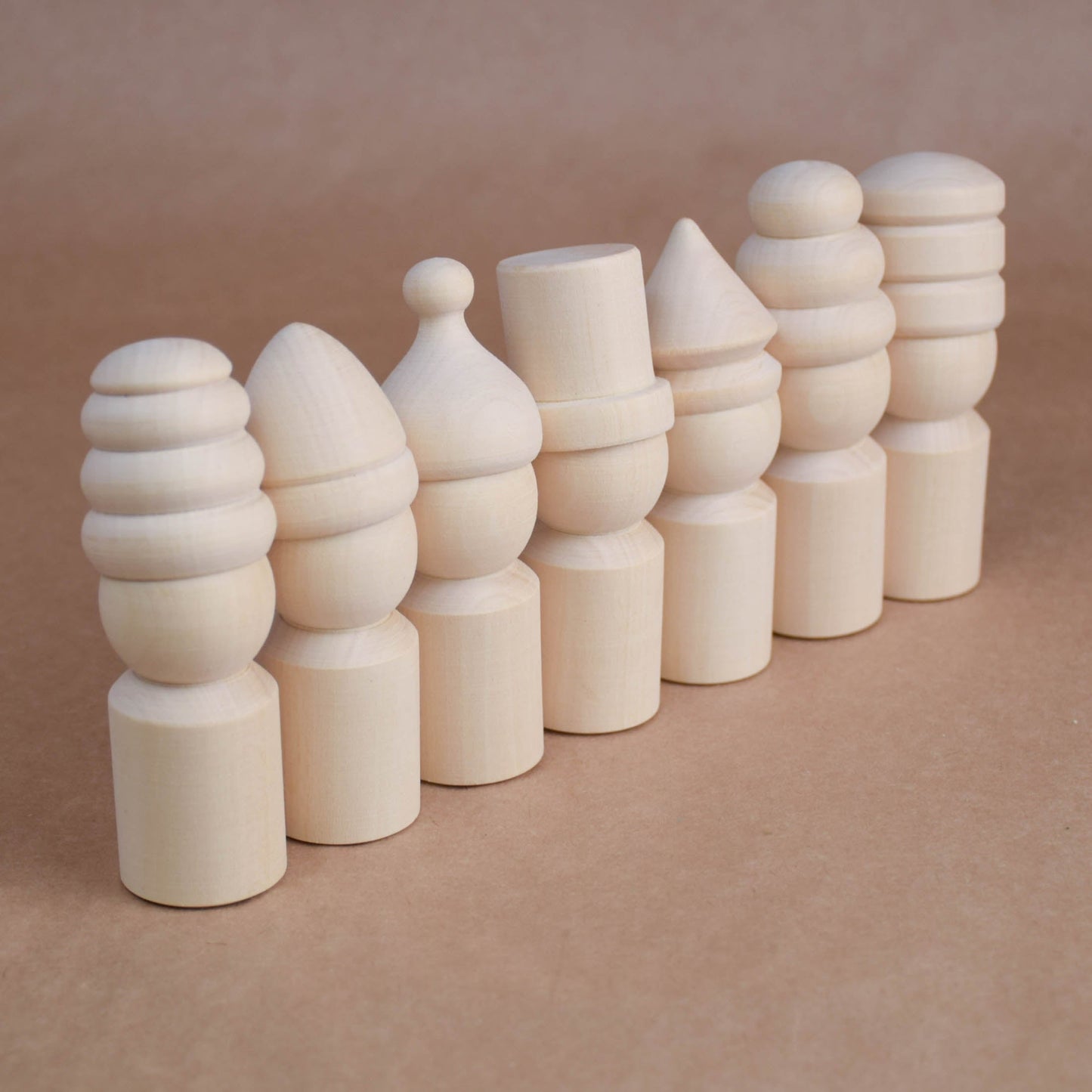 Unfinished Wooden Waldorf Peg Doll Family