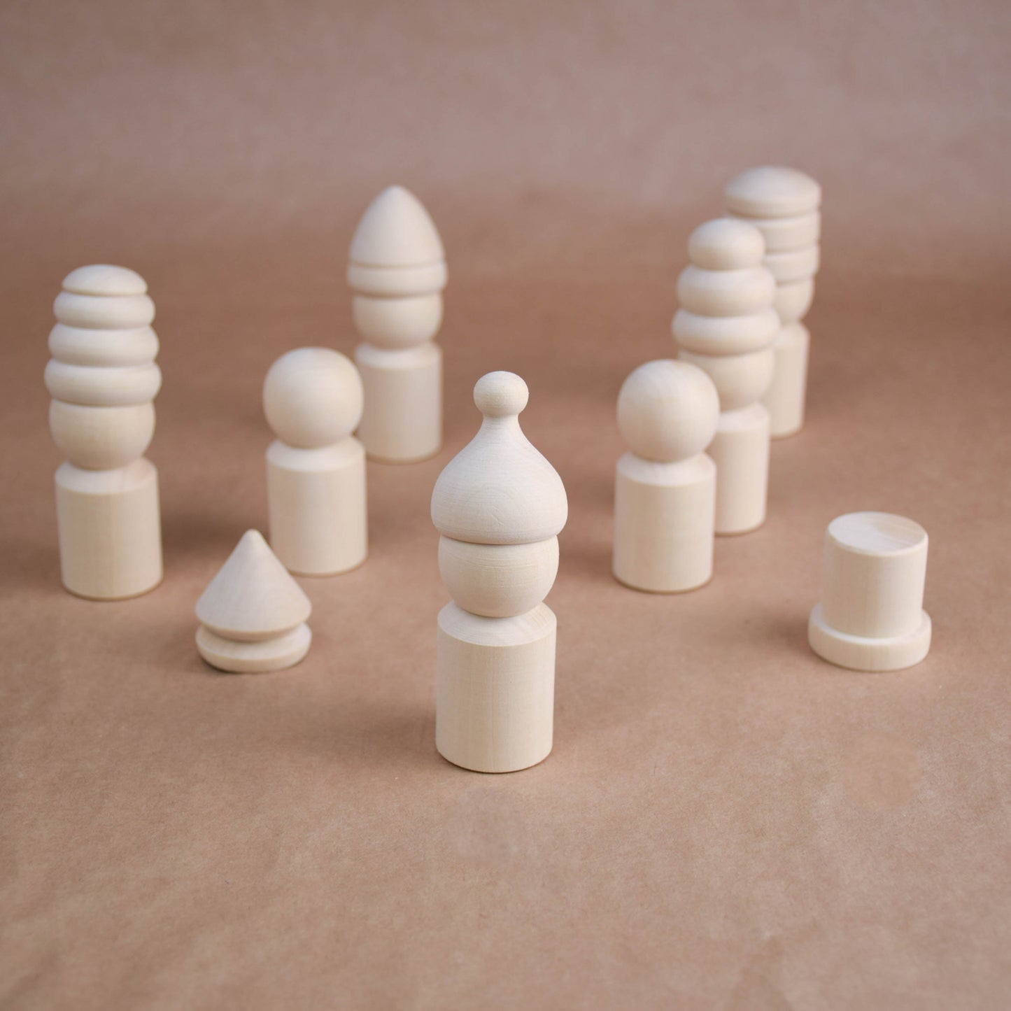 Unfinished Wooden Waldorf Peg Doll Family