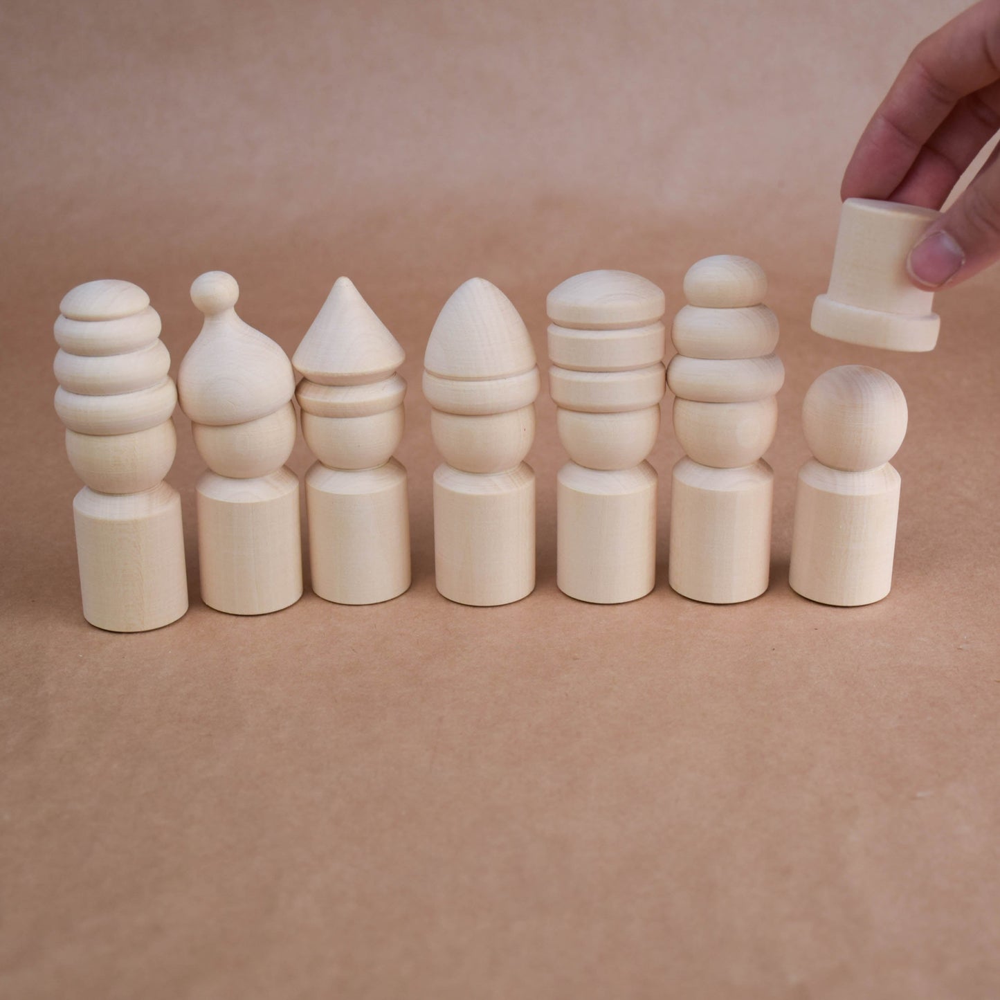 Unfinished Wooden Waldorf Peg Doll Family