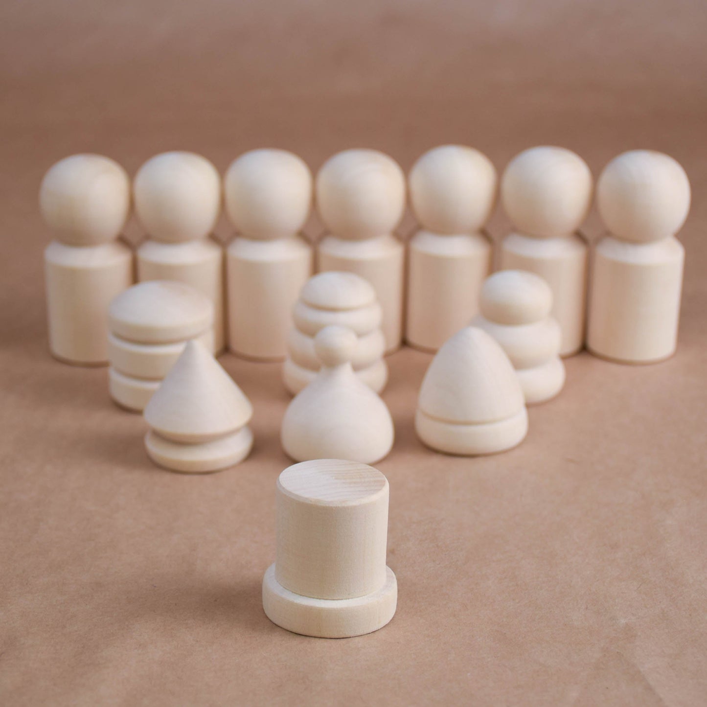 Unfinished Wooden Waldorf Peg Doll Family