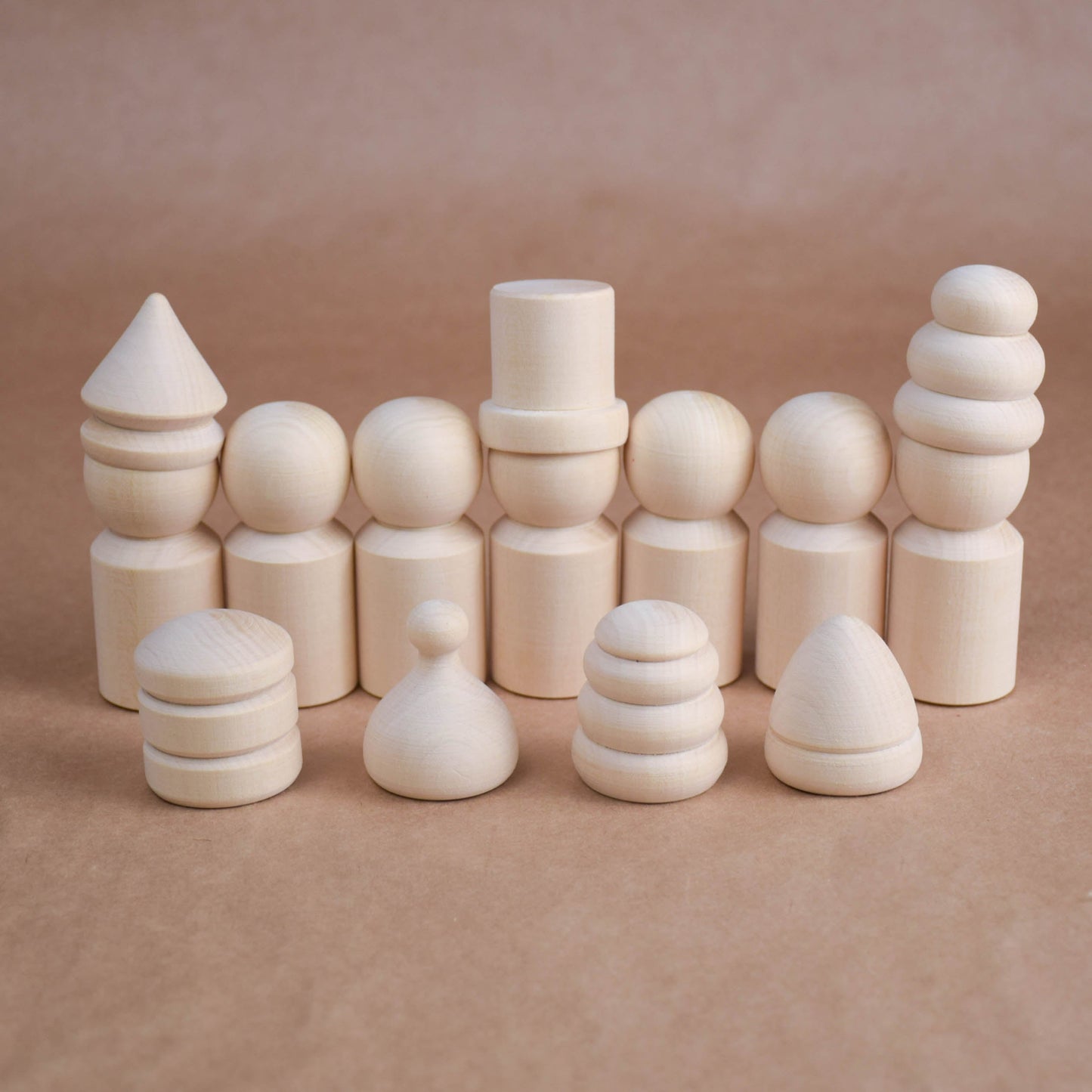 Unfinished Wooden Waldorf Peg Doll Family