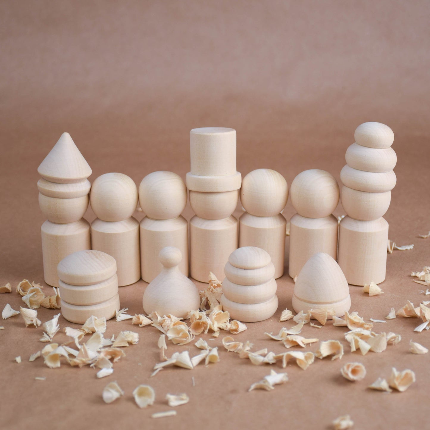 Unfinished Wooden Waldorf Peg Doll Family