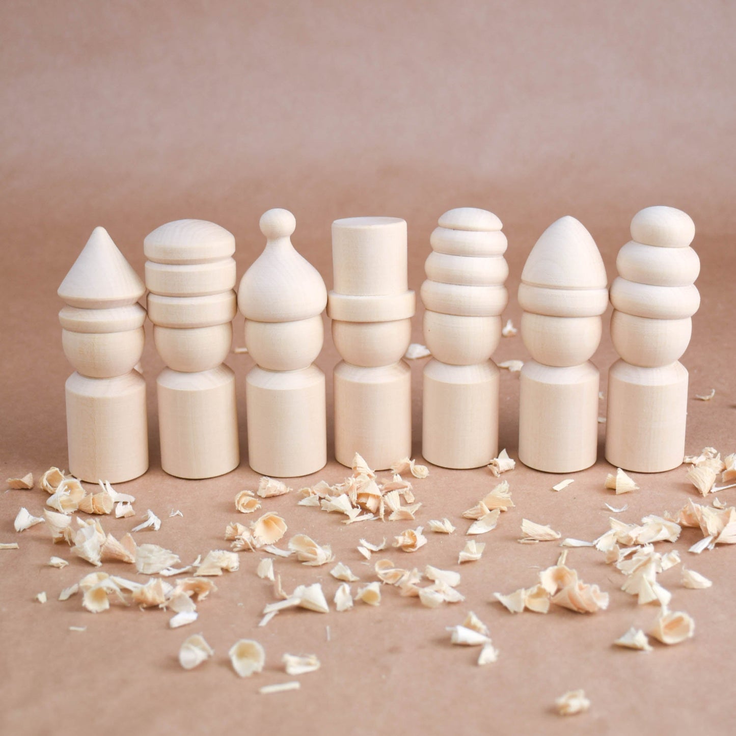 Unfinished Wooden Waldorf Peg Doll Family