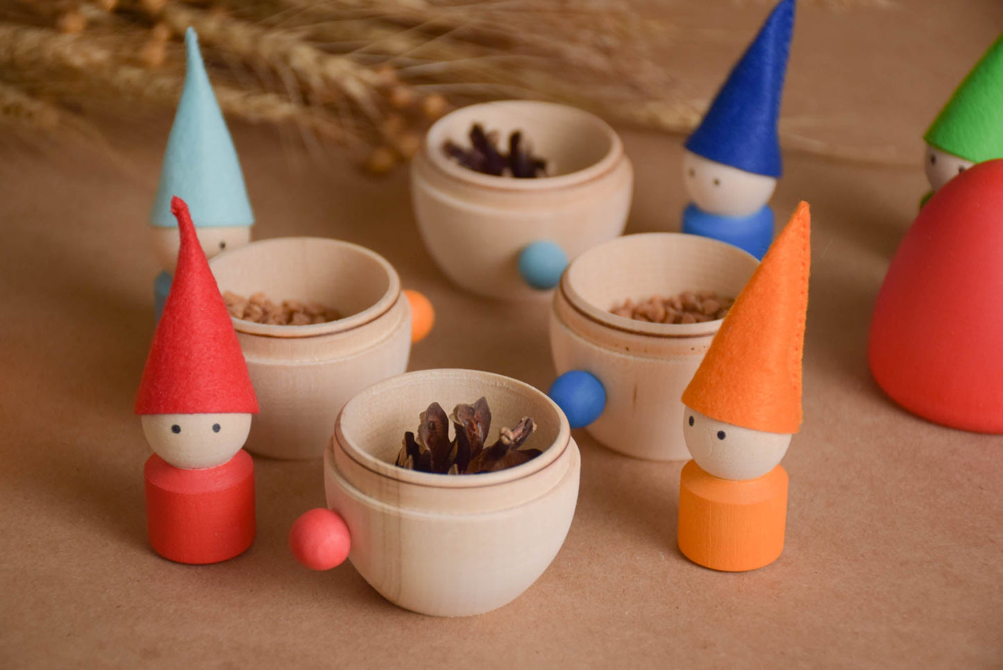 Rainbow Peg Dolls in Opening Houses