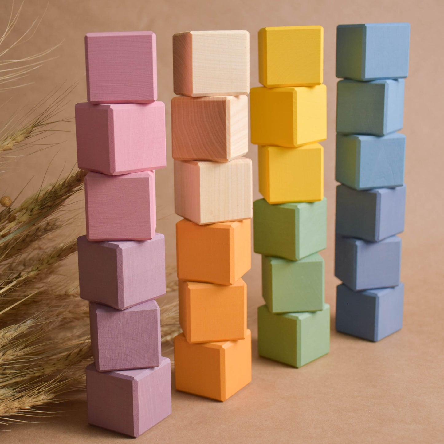 Wooden Block Toys for Babies Pastel