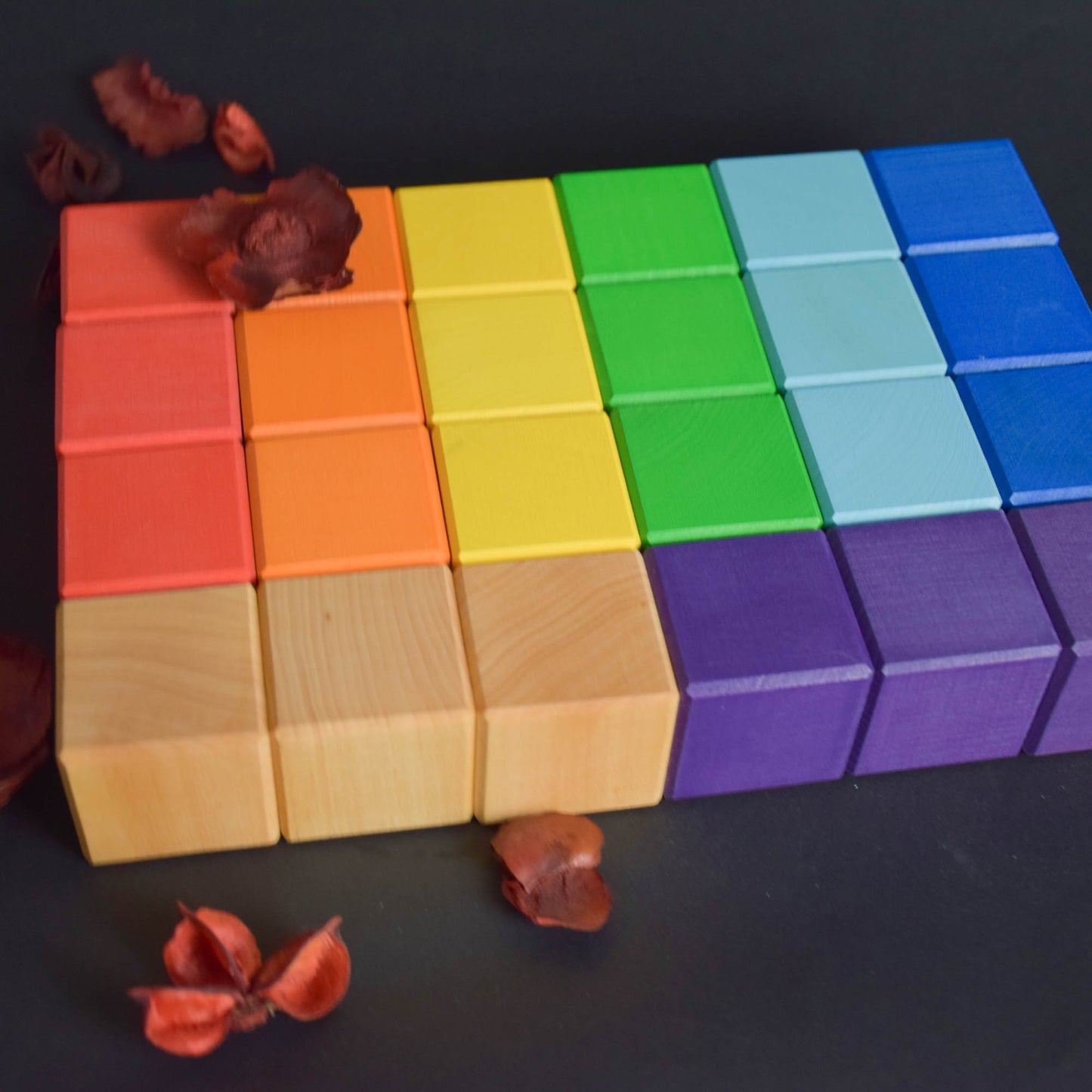 Wood Baby Toy Square Blocks Rainbow