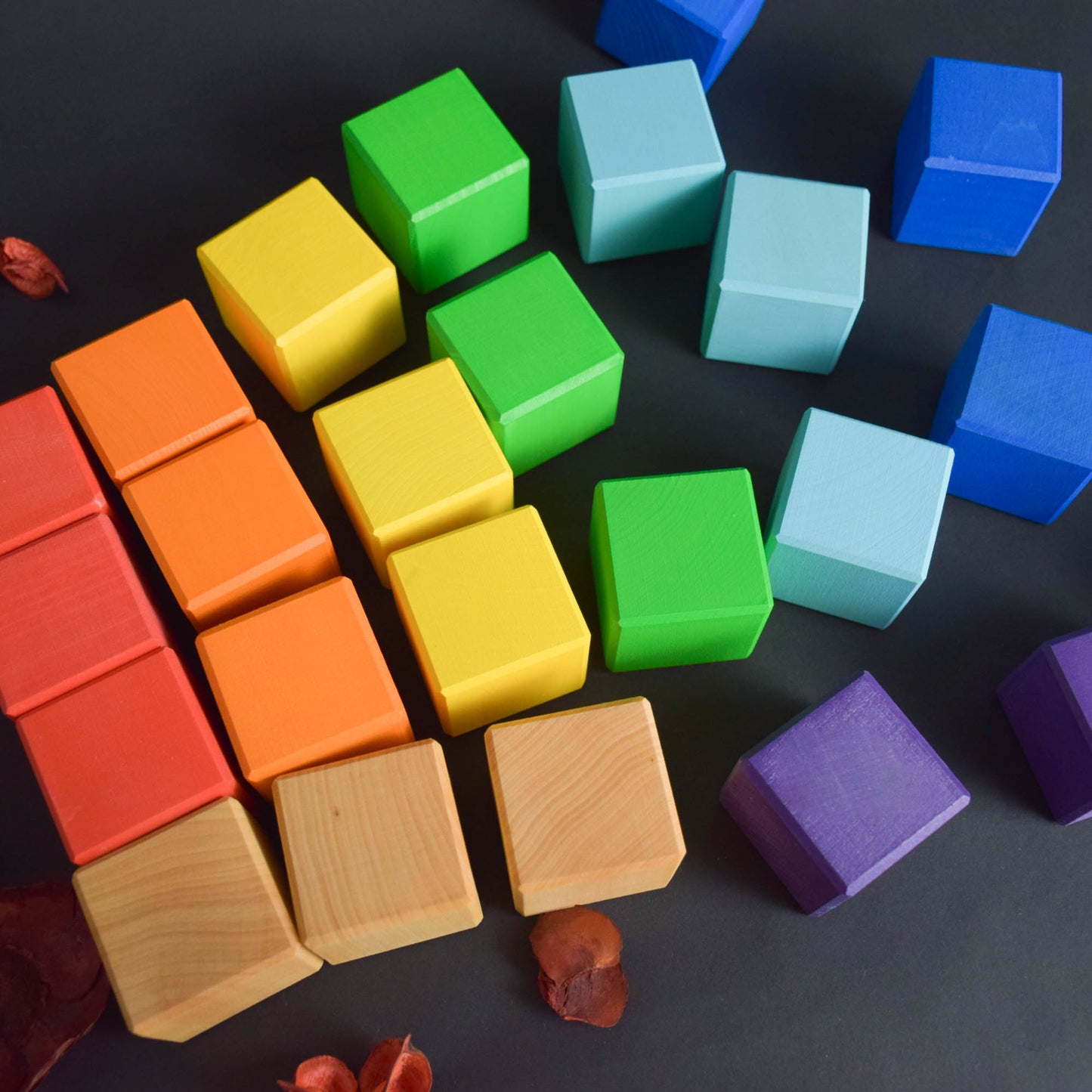 Wood Baby Toy Square Blocks Rainbow