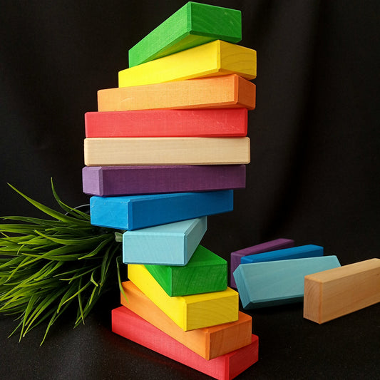 Wooden Building Bricks Baby Toy Rainbow